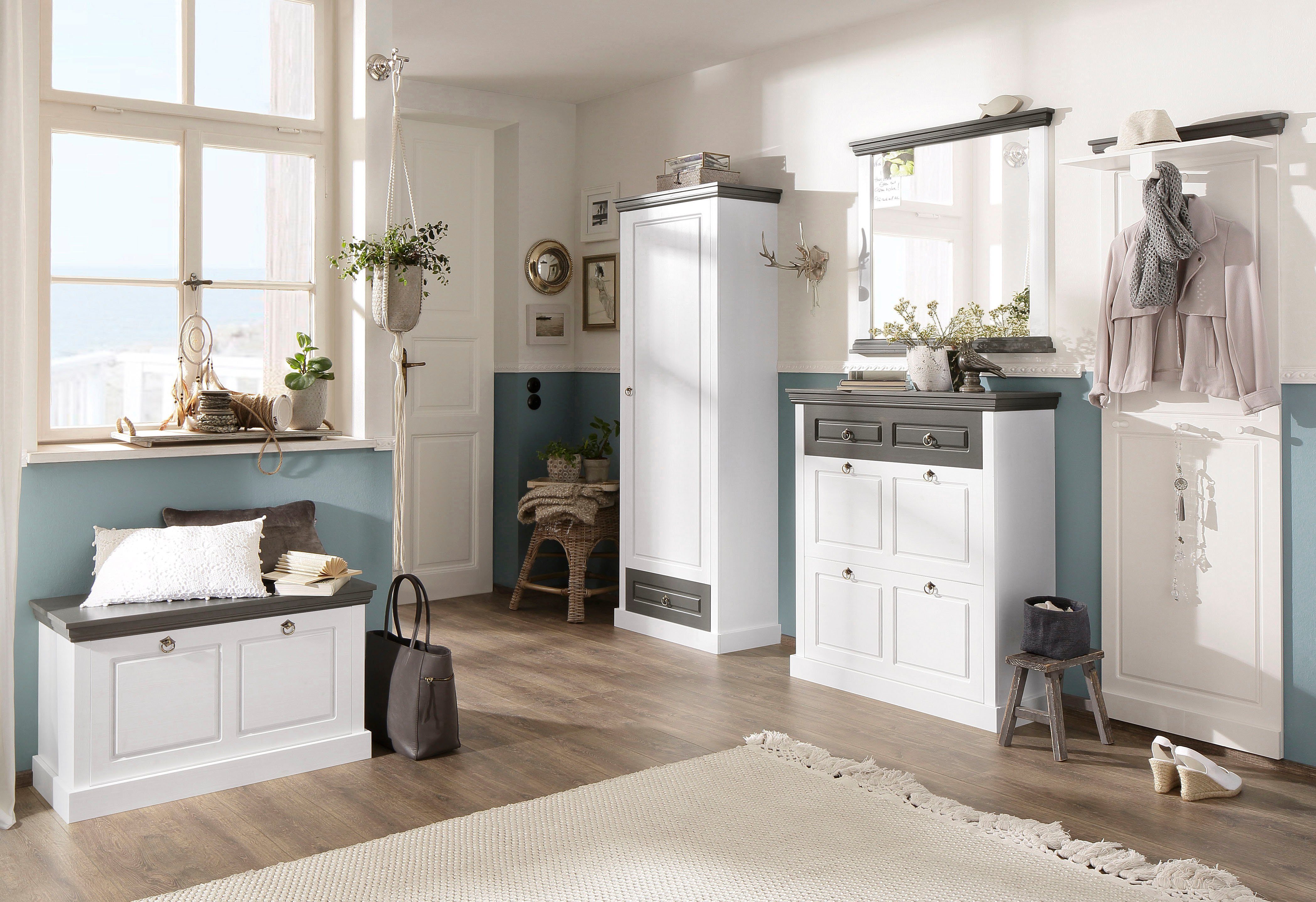 Home affaire Kapstokpaneel Basilico van massieve dennen, fsc®, breedte 60 cm, met kledingstang, houten haken