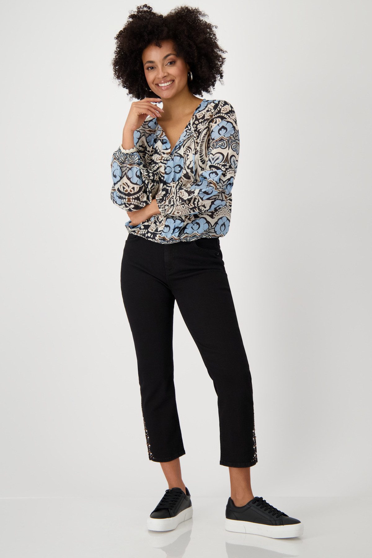 Monari Blouse met lange mouwen Blouse met ornamenten allover
