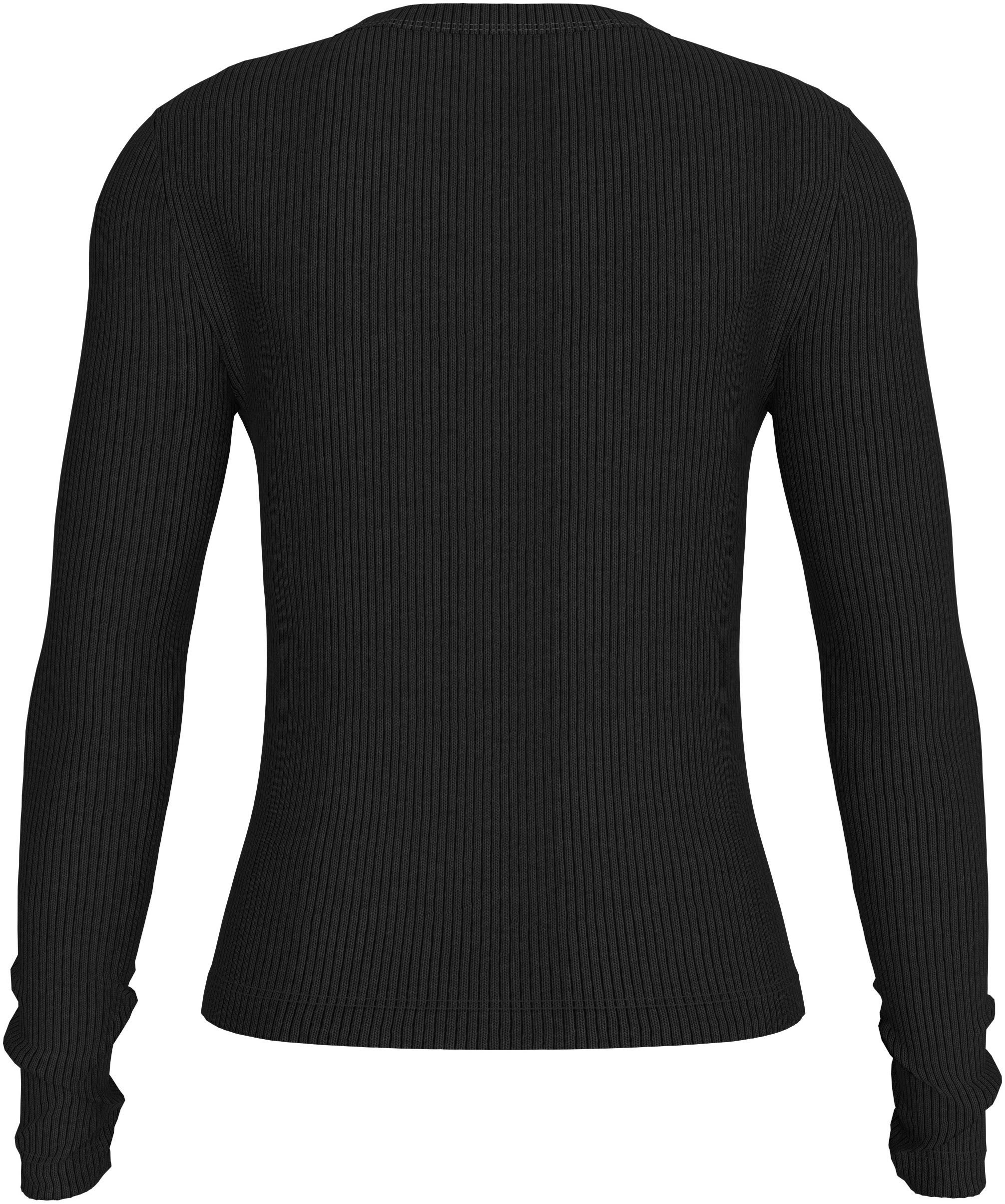 Calvin Klein Shirt met lange mouwen WOVEN LABEL RIB LONG SLEEVE