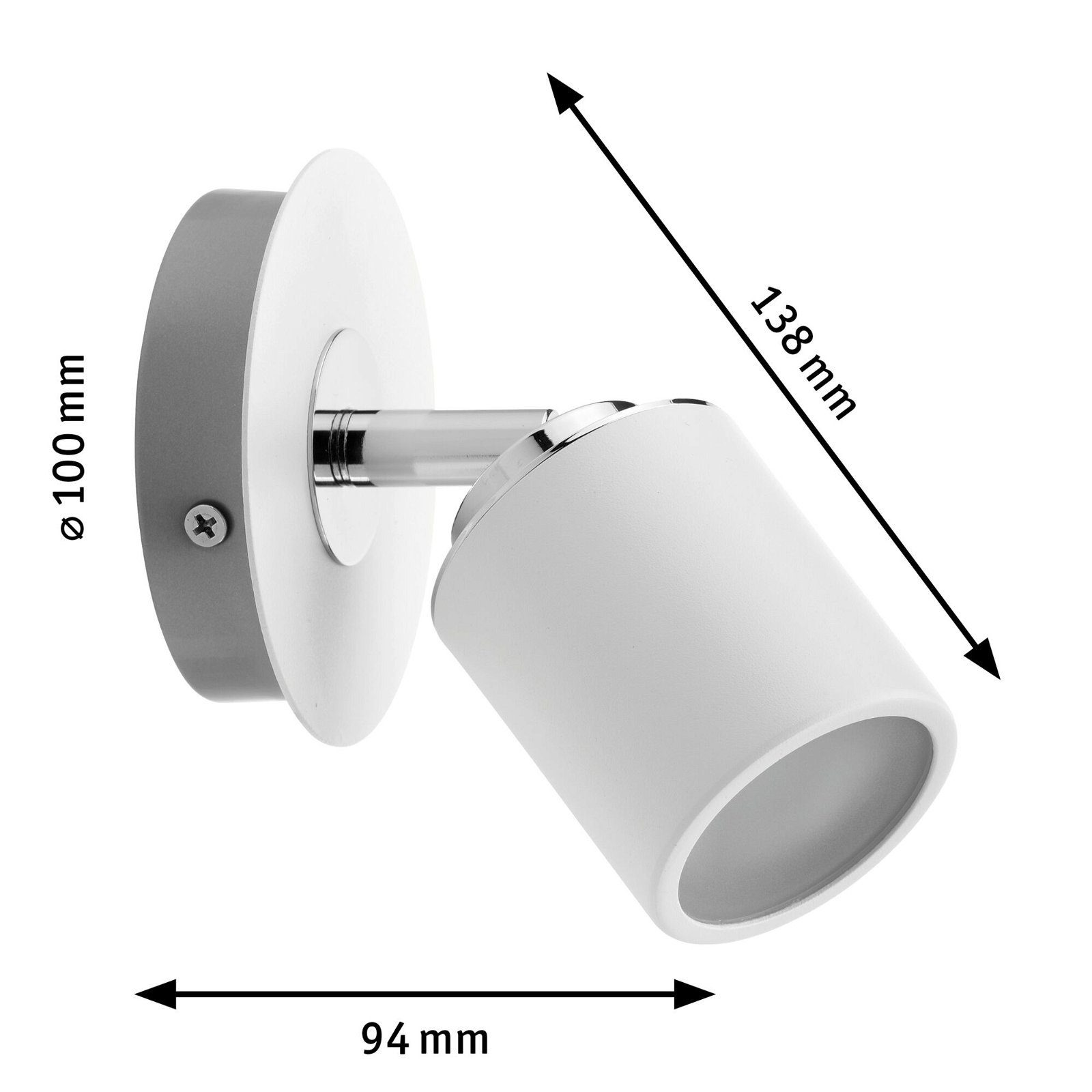 Paulmann Plafondlamp Spotlight Tube IP44 max. 1x10W Wit/Chroom 230V Metaal (1 stuk)