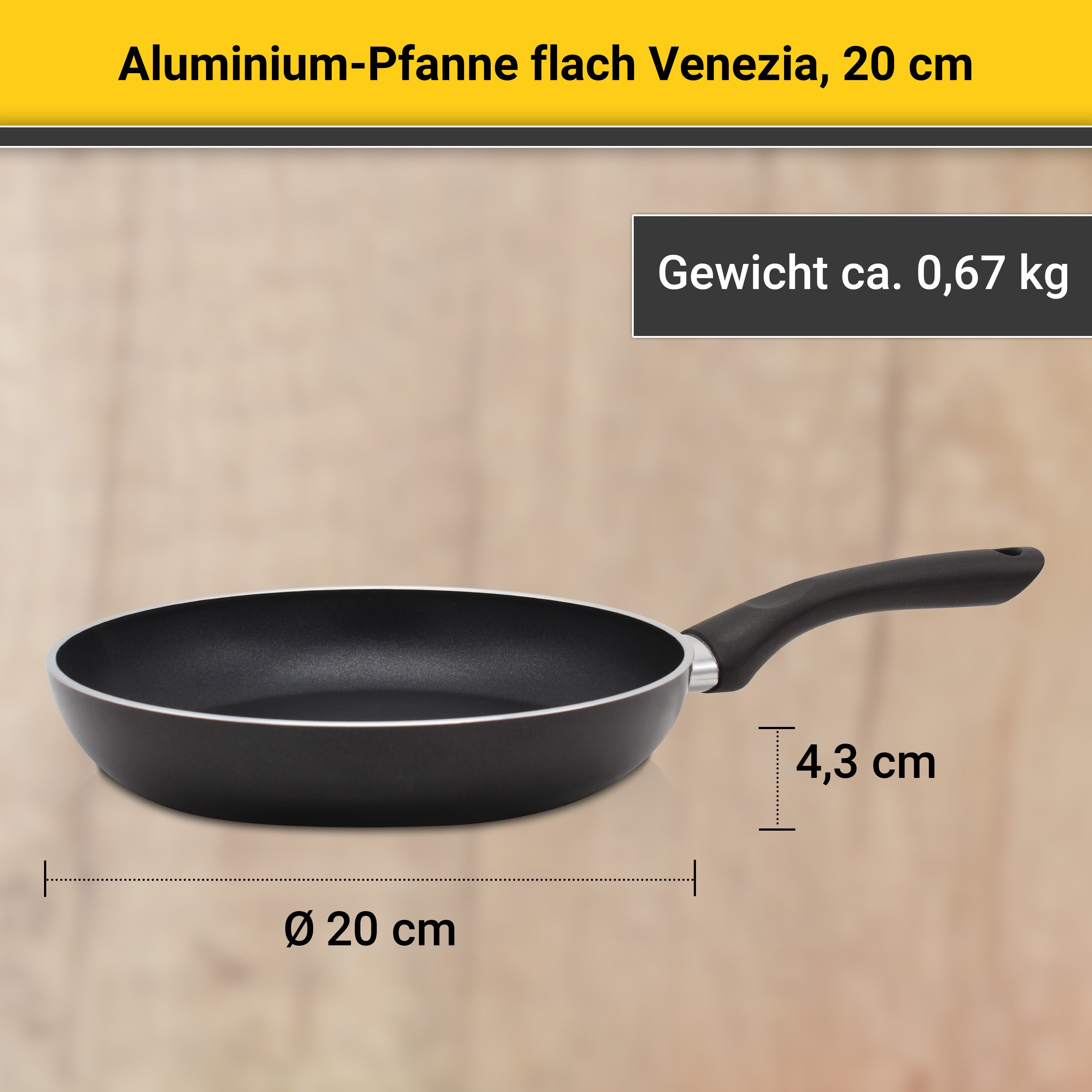 Krüger Koekenpan Aluminium pan plat Venezia voor inductiekookvelden geschikt (1-delig)