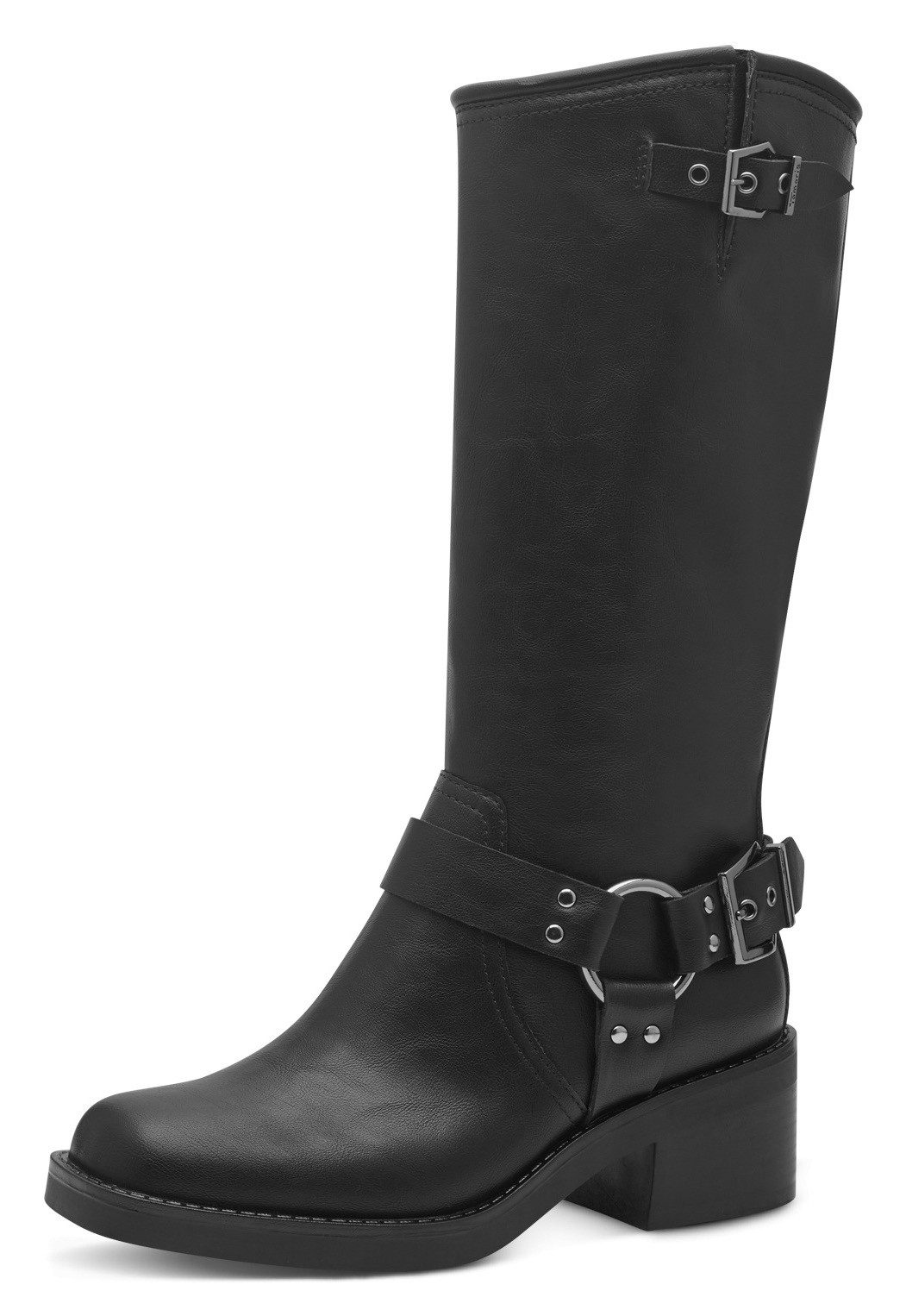 Tamaris Winterlaarzen , blockhak, bikerlaarzen, lange laarzen met decoratieve gespen