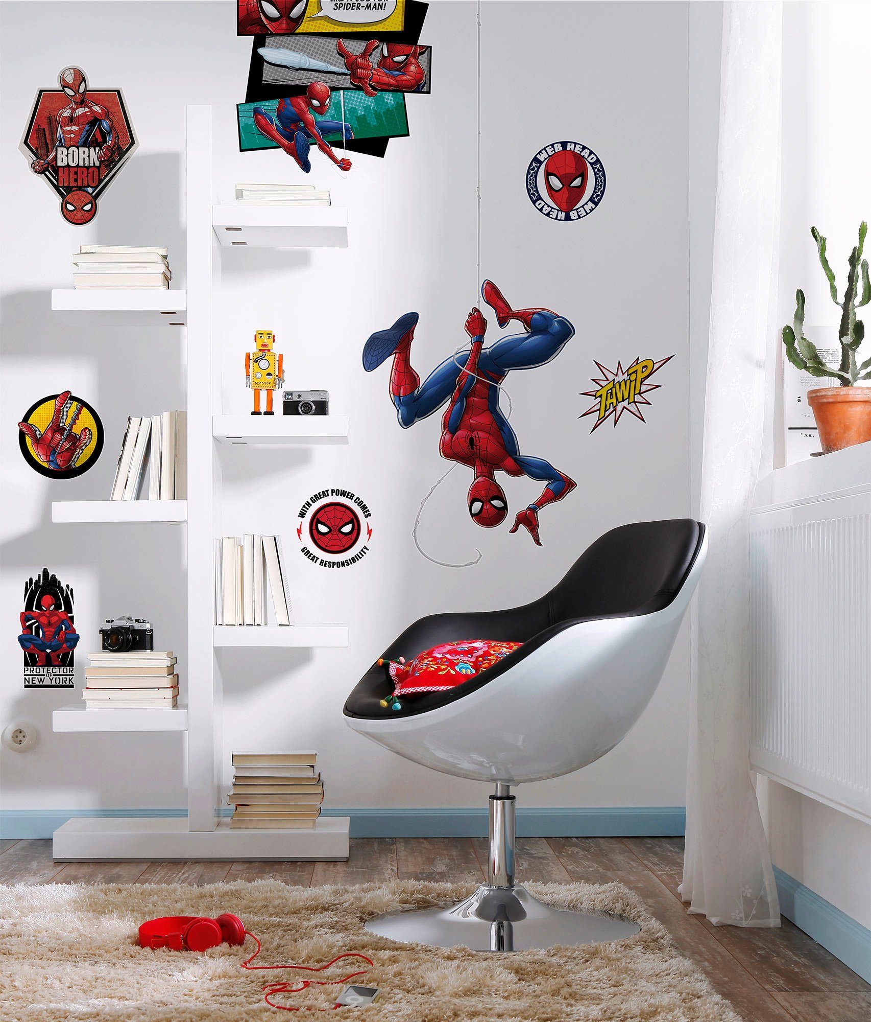 Komar Wandfolie Spider-Man Web Head - afm. 100 x 70 cm (8-delig)
