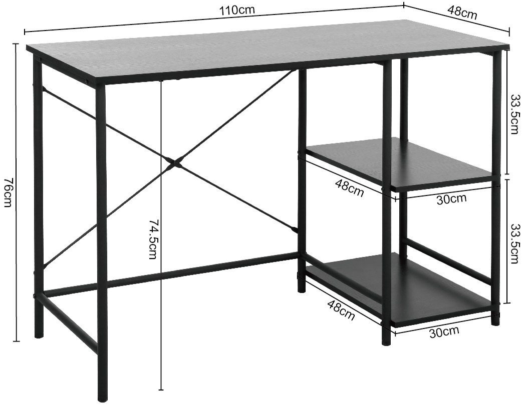 INOSIGN Bureau Skruva Computertafel, home-office, metalen frame, geringe diepte van 48 cm