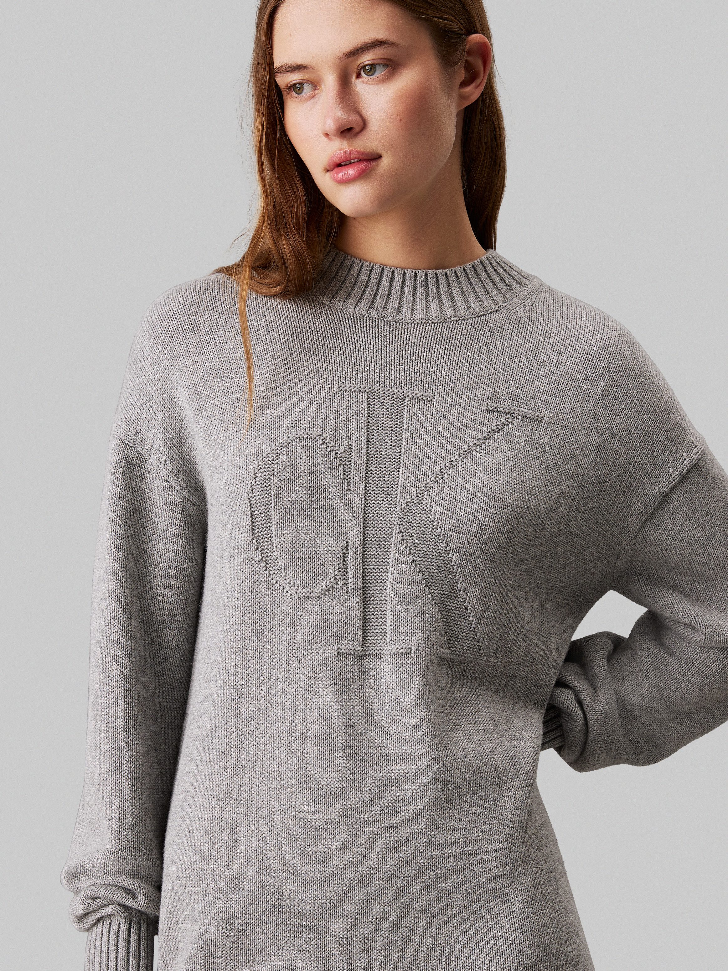 Calvin Klein Sweatjurk CK INTARSIA LOOSE SWEATER DRESS