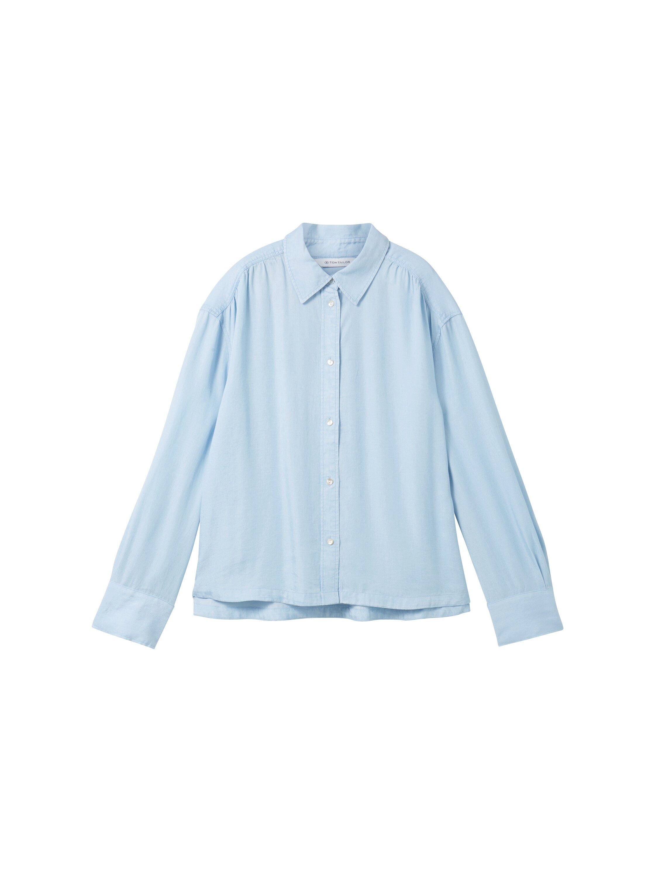 Tom Tailor Blouse met lange mouwen van lyocell in kortere vorm