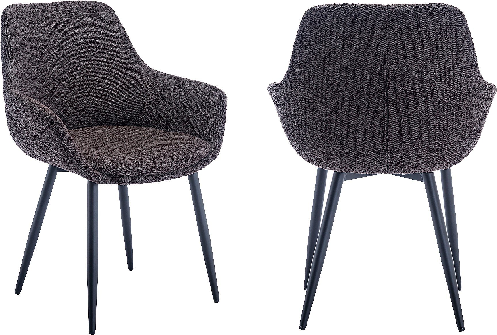 SalesFever Stoel met armleuningen moderne bouclébekleding (set, 2 stuks) 4 poot stoelen grijs