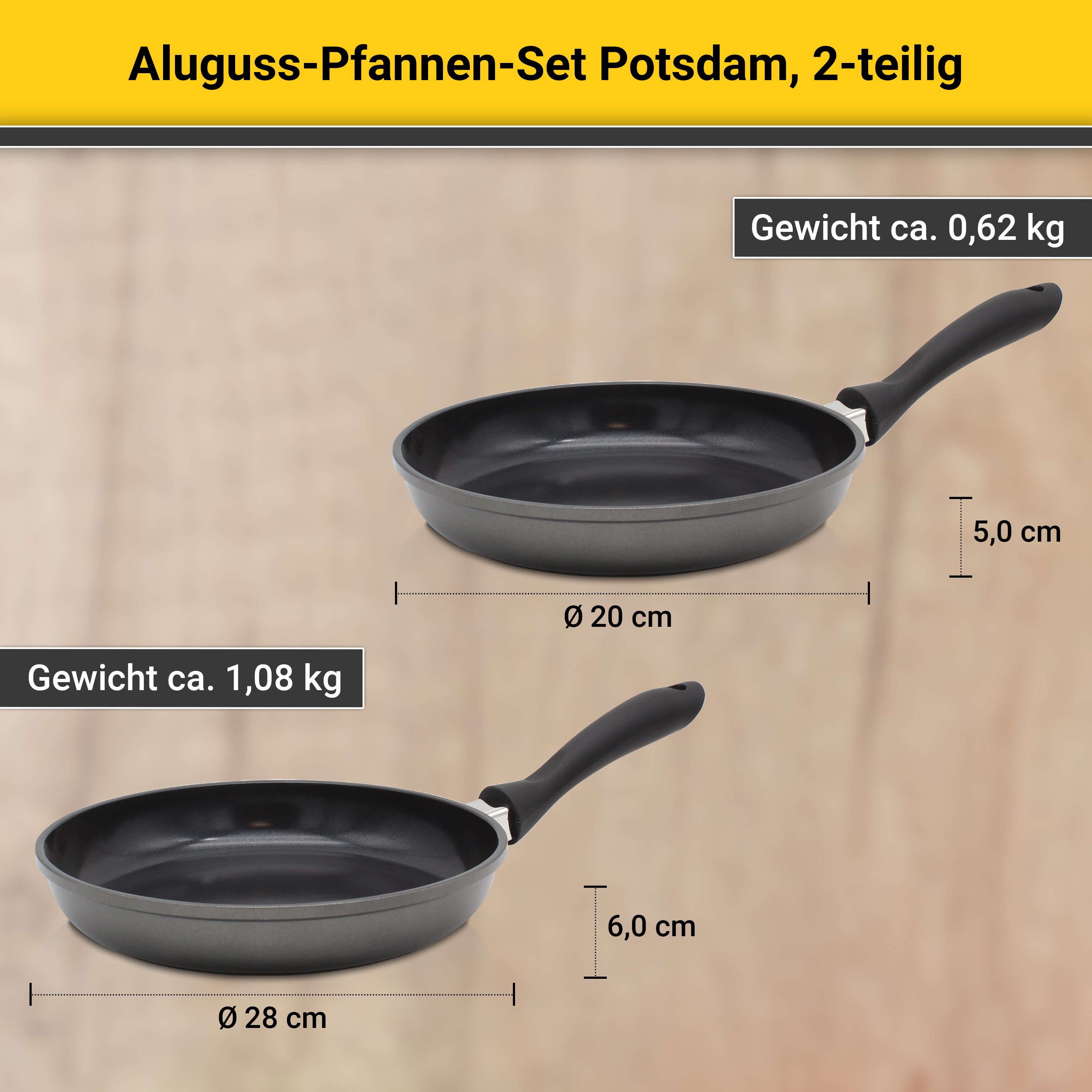 Krüger Pannenset Aluminium giet pan set Potsdam, 2-delig. (set, 2-delig)