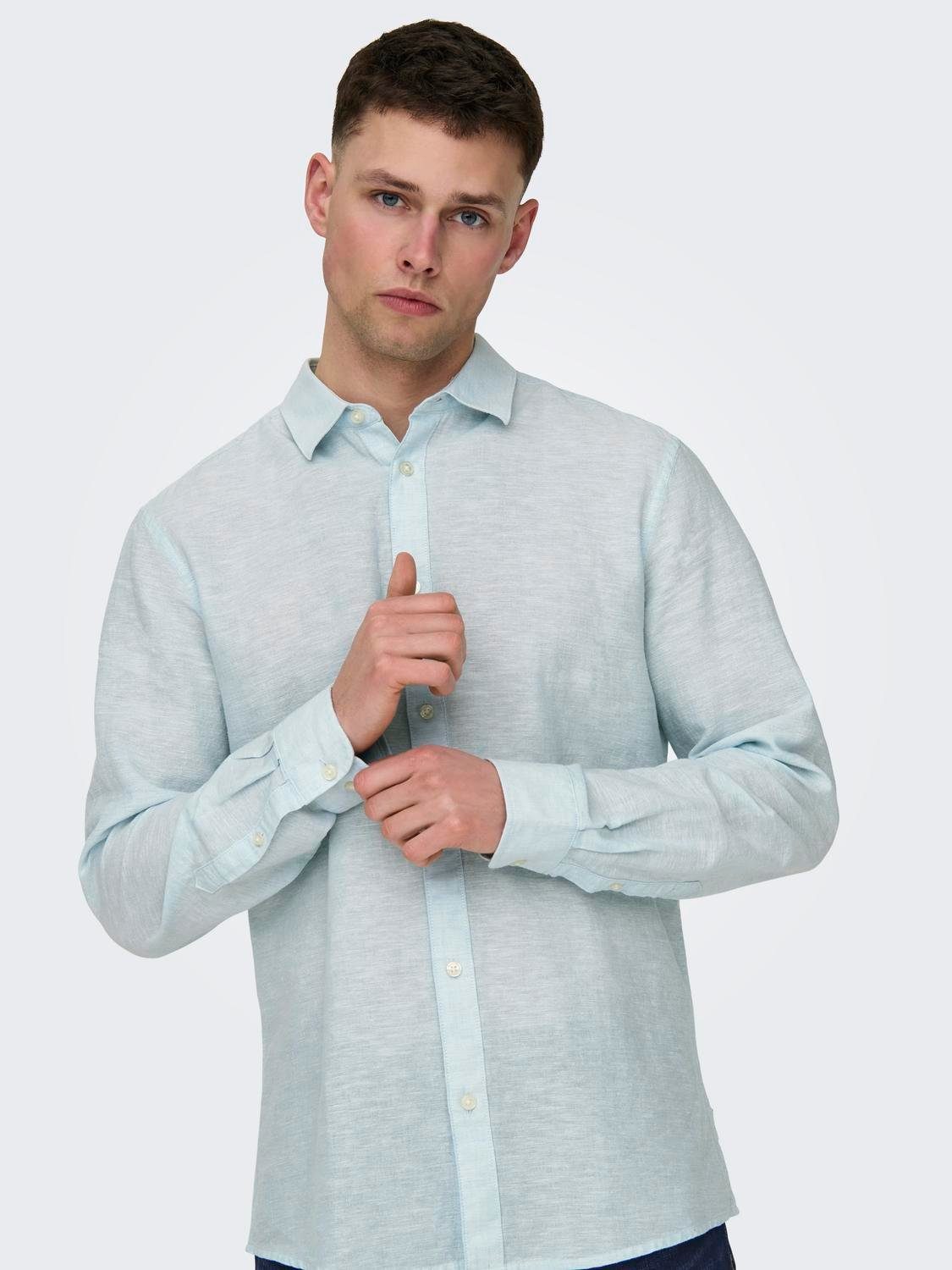 ONLY & SONS Overhemd met lange mouwen ONSCAIDEN LS SOLID LINEN SHIRT NOOS