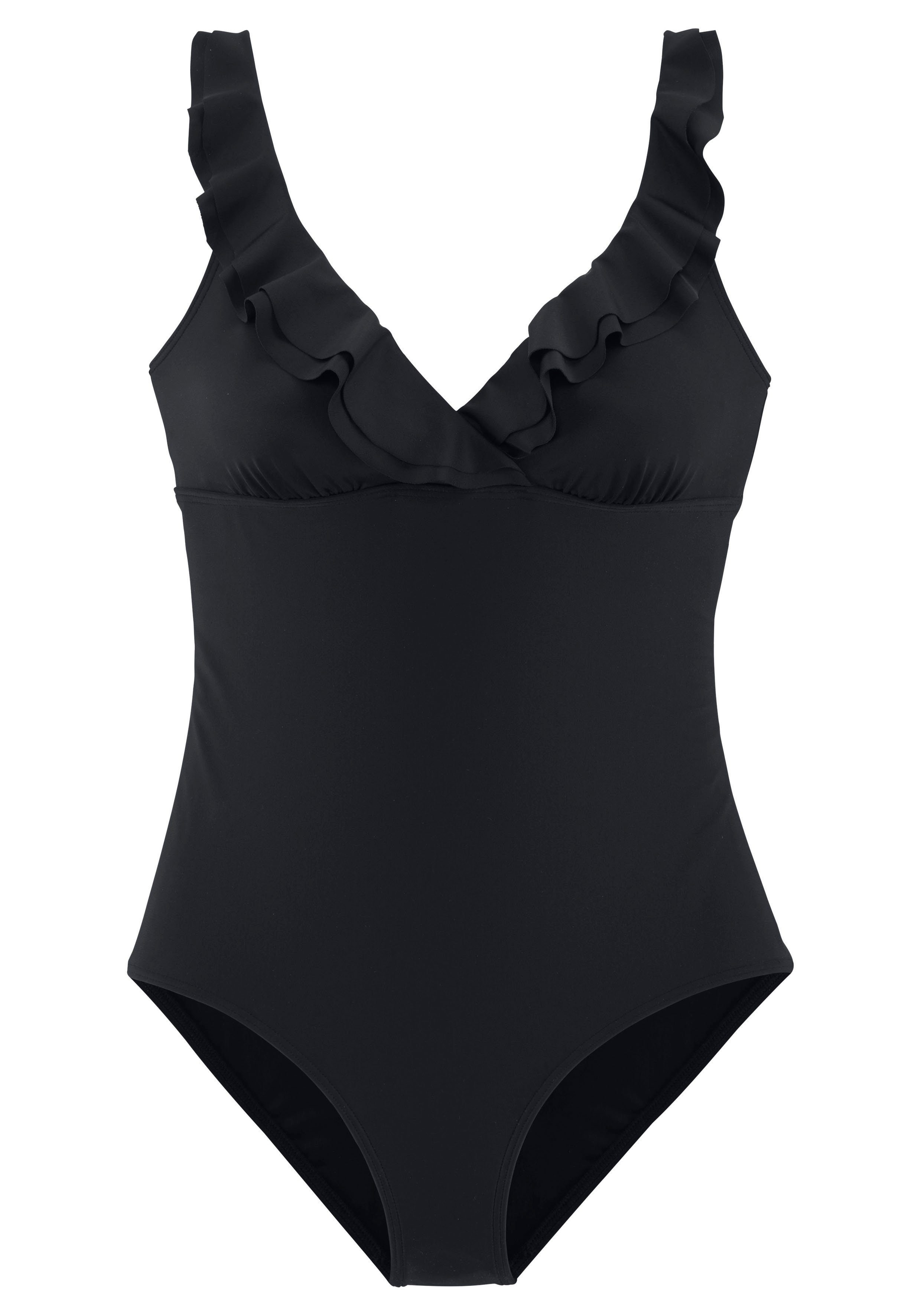 Jette Joop Badpak met elegante ruche en modellerend effect dames badpakken maat 38 C zwart