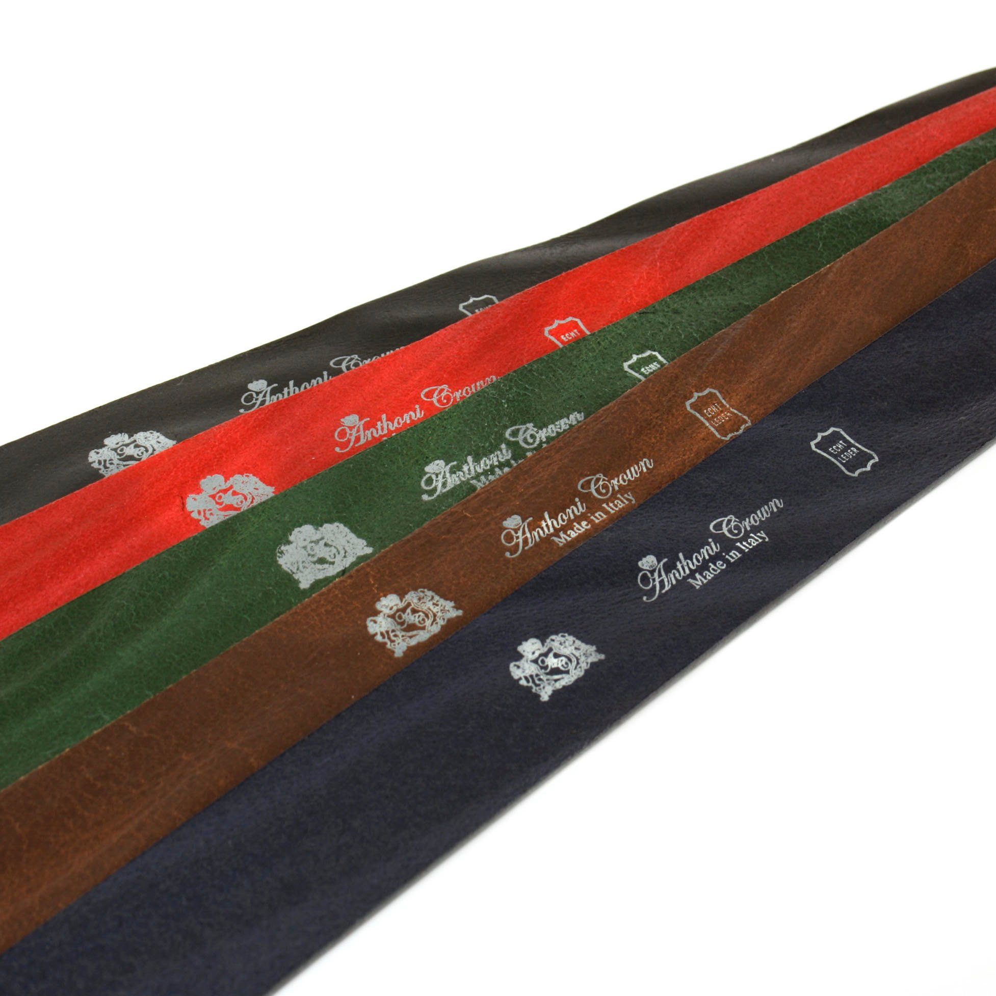 Anthoni Crown Leren riem met messingkleurige gesp