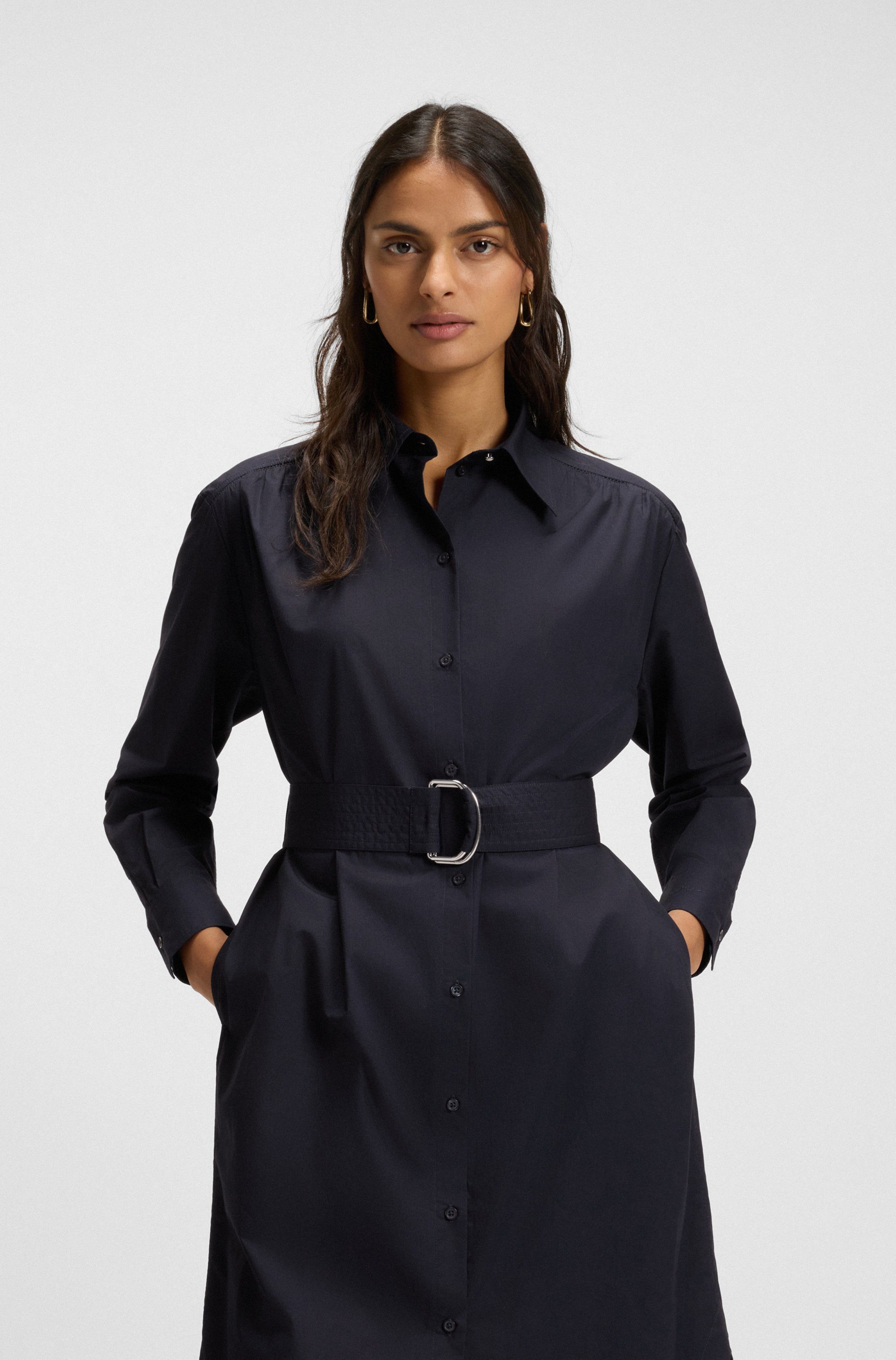 Boss Orange Jurk met overhemdkraag Delegant Premium Damesmode