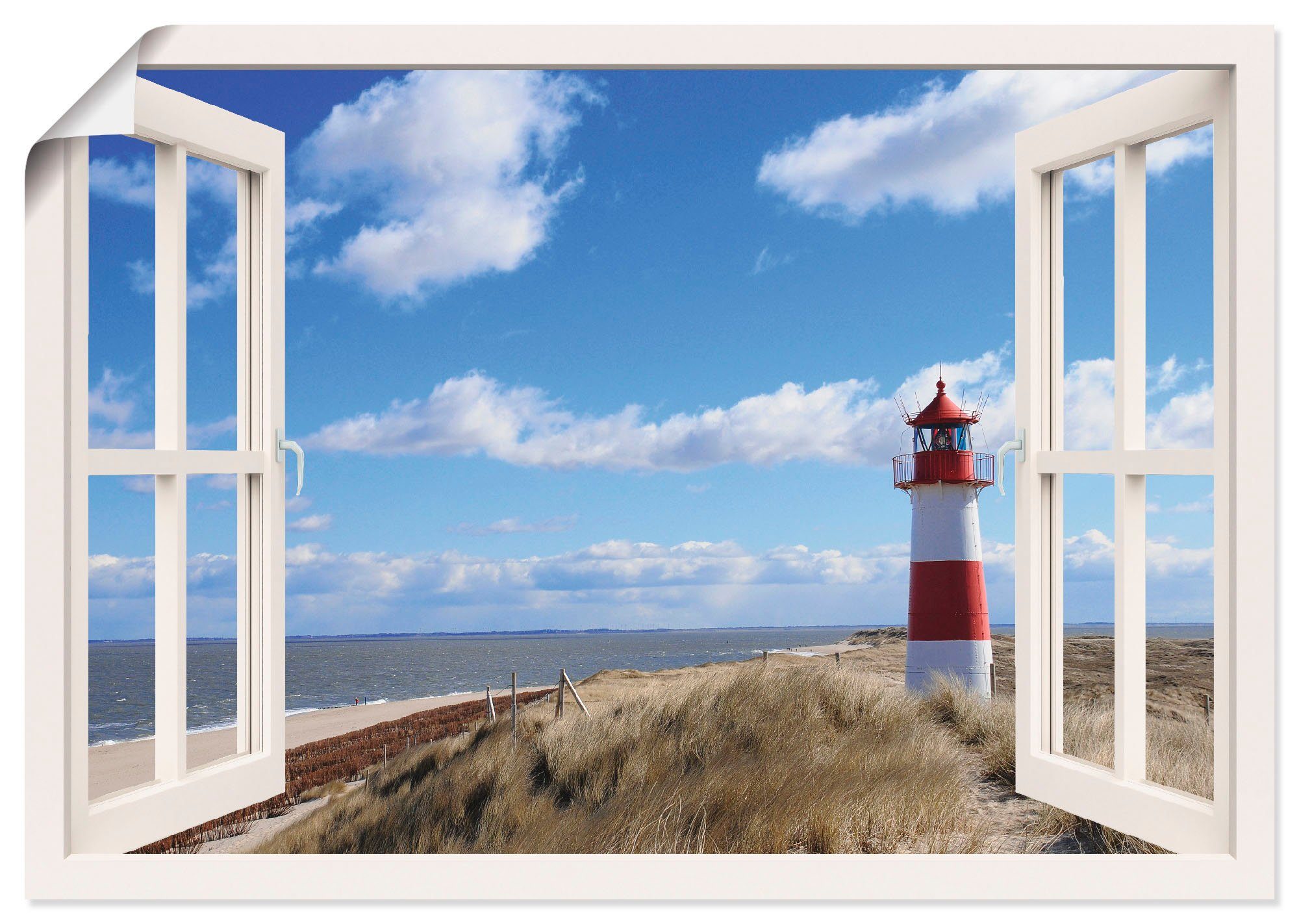 Artland artprint Fensterblick Leuchtturm Sylt