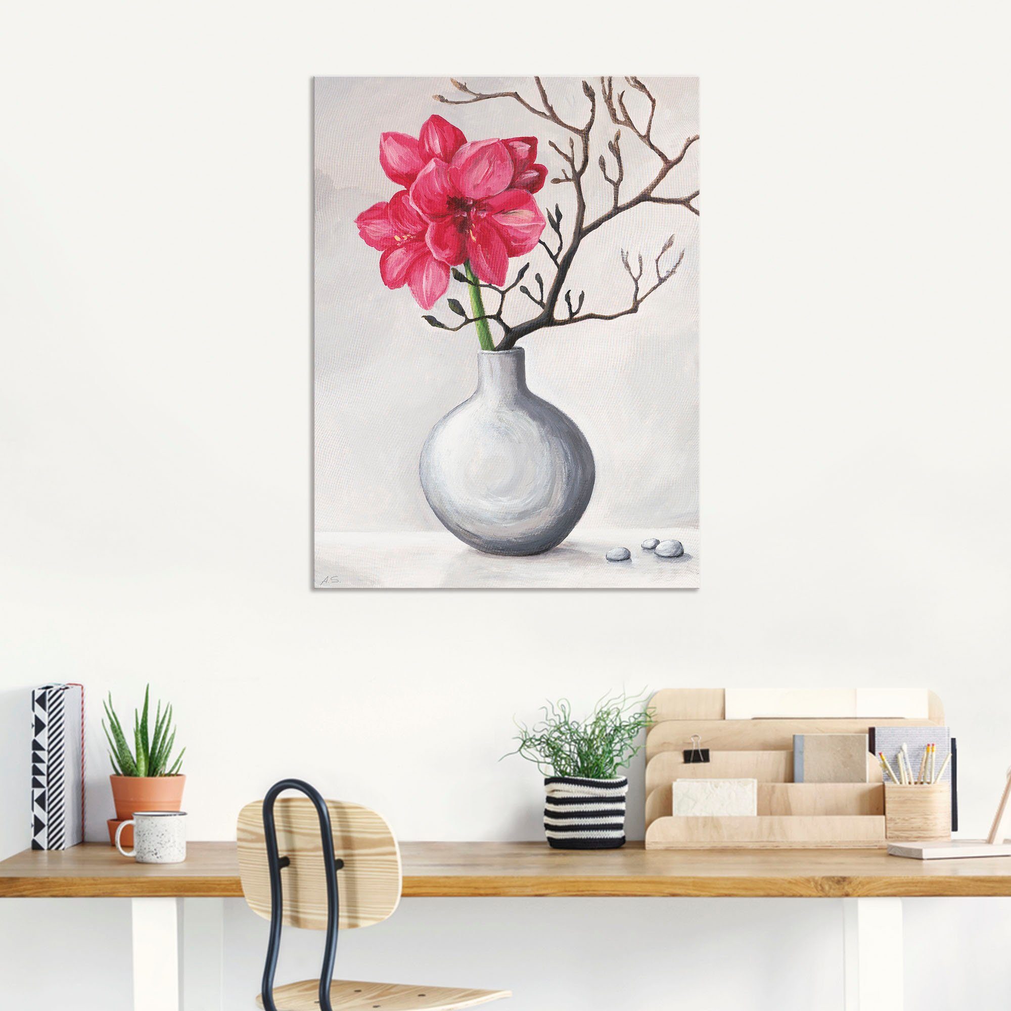 Artland Artprint Rode amaryllis als artprint van aluminium, artprint voor buiten, artprint op linnen, poster in verschillende maten. maten