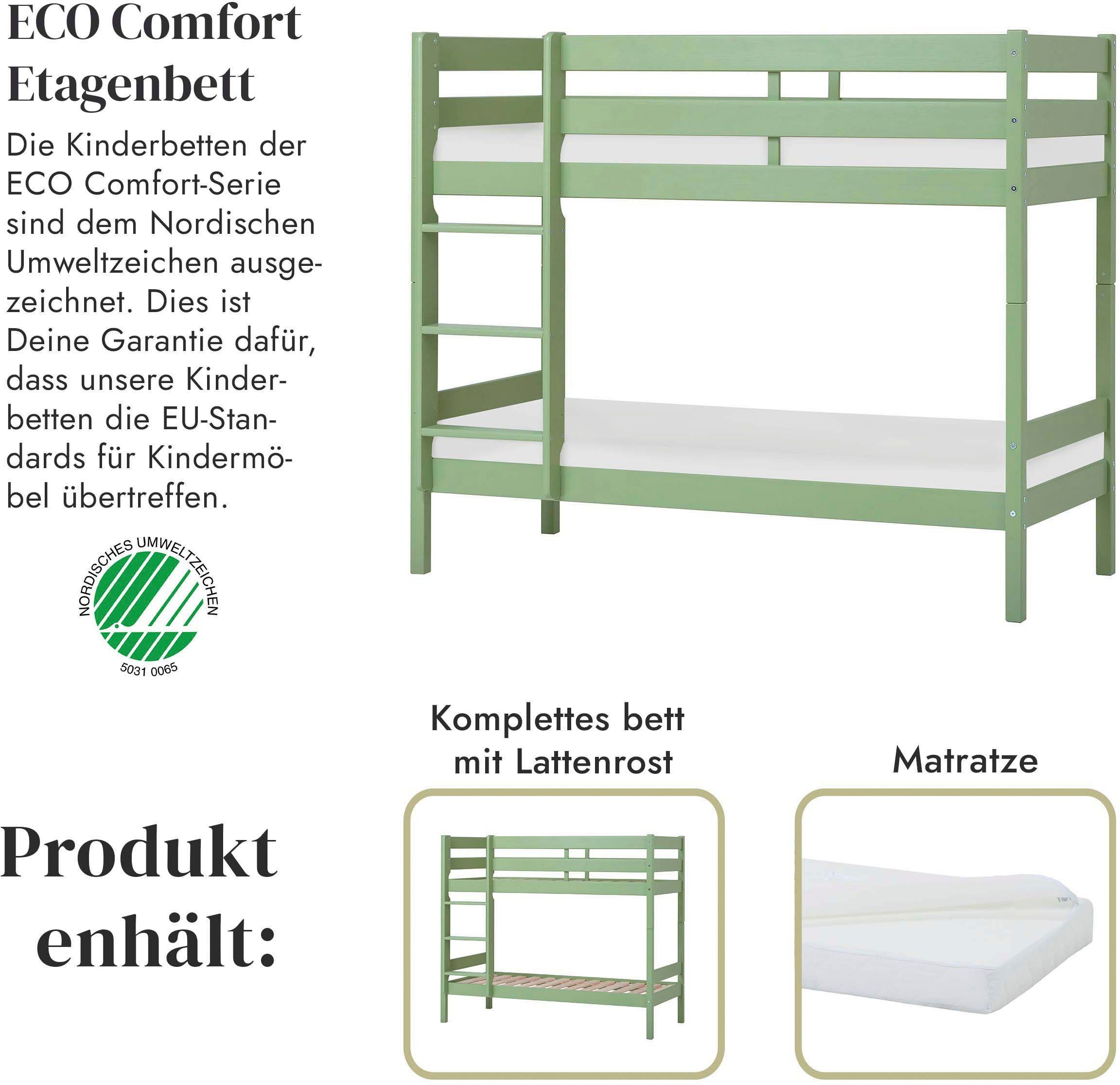 Hoppekids Stapelbed Eco comfort kinderbed 90x200 of 70x160 van massief hout in 4 kleuren