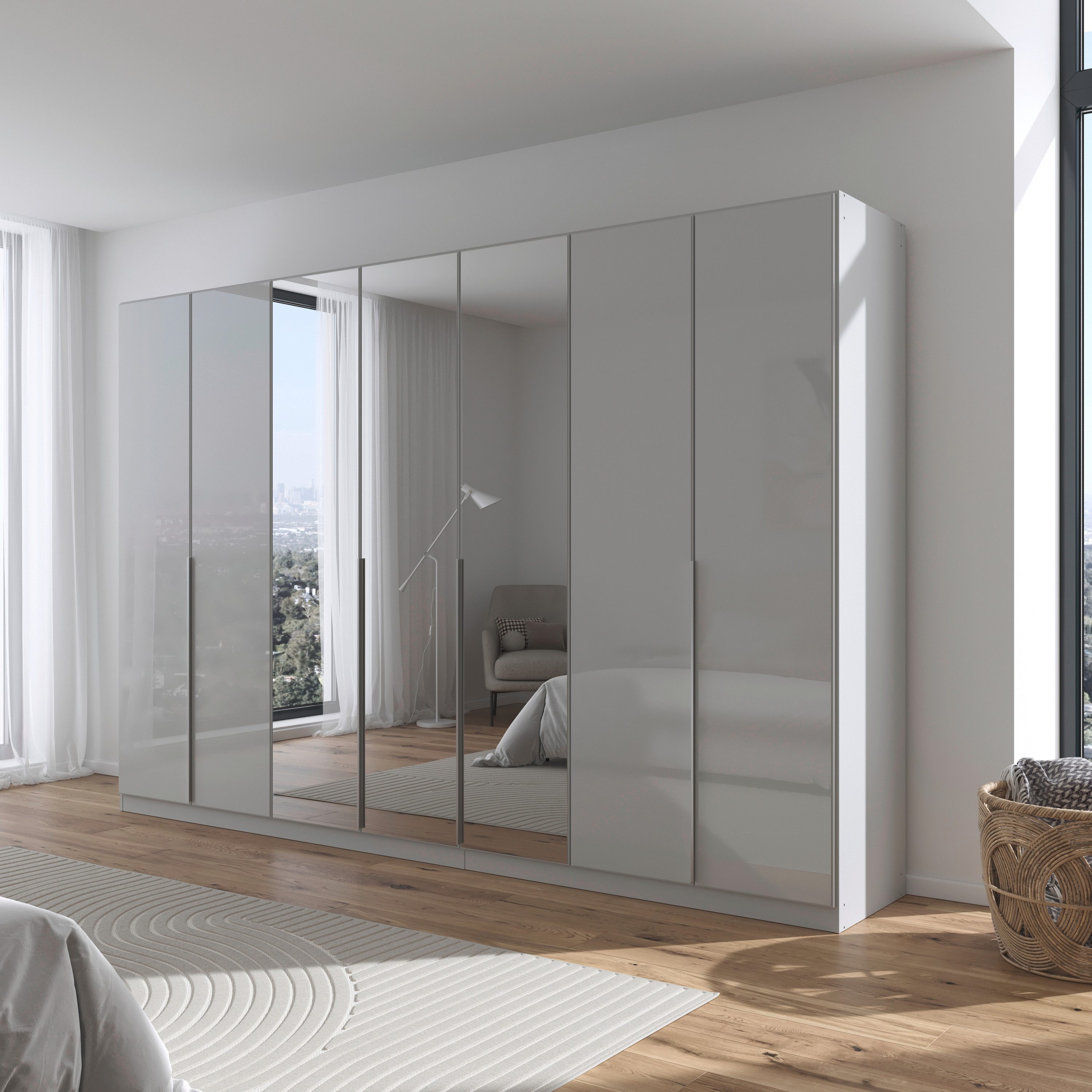 rauch Draaideurkast Kledingkasten kast garderobe AGORDO met glazen front doordachte binnenuitrusting, in 6 breedtes en 2 hoogtes made in germany