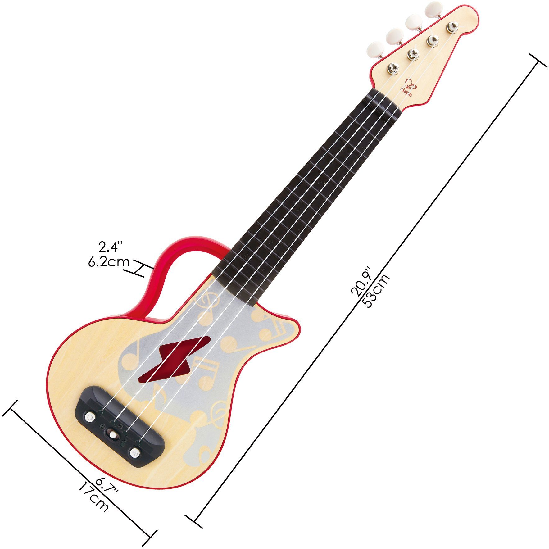 Hape Speelgoed-muziekinstrument Elektrische oefen-ukulele, rood