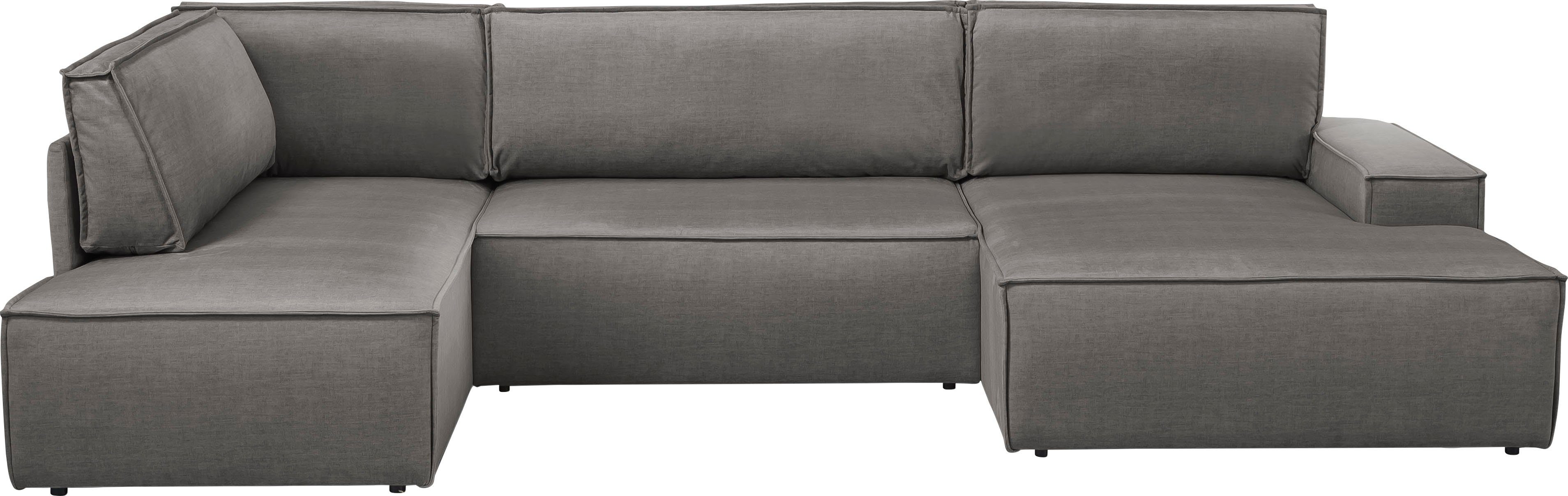 Home affaire Zithoek SHERWOOD 329 cm, U-vorm, slaapbank, Slaapfunctie met bedkist (194x139 cm), cord, vintage, fluweel