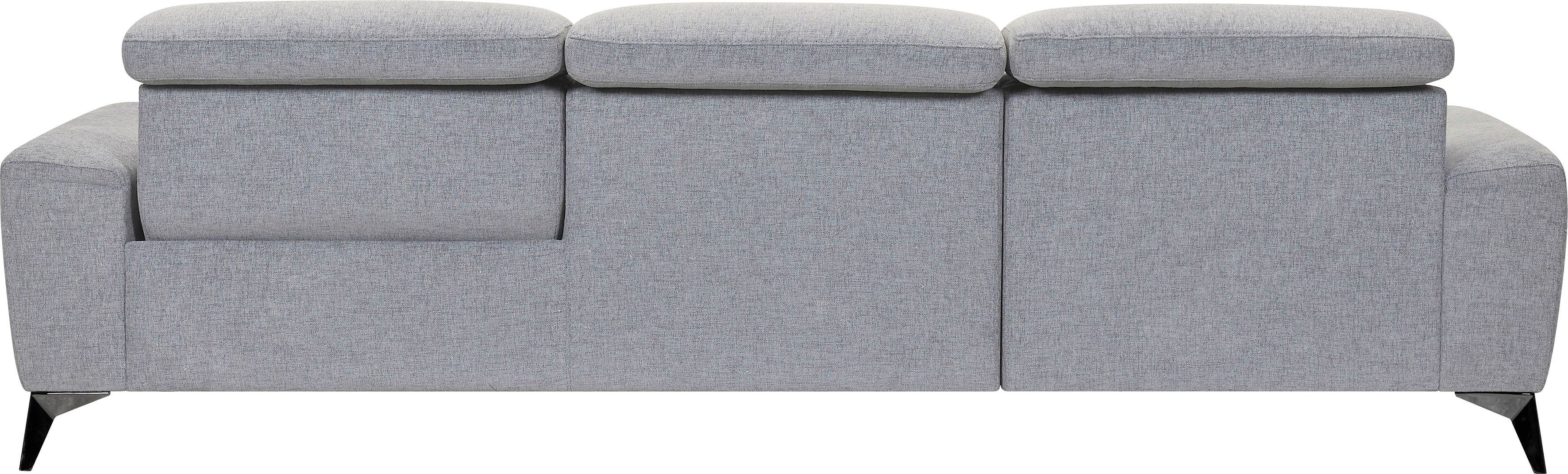 Places of Style Hoekbank Theron, L-vorm, 263 cm, elektrische relaxfunctie, usb-aansluiting, handmatig verstelbaar hoofdeind