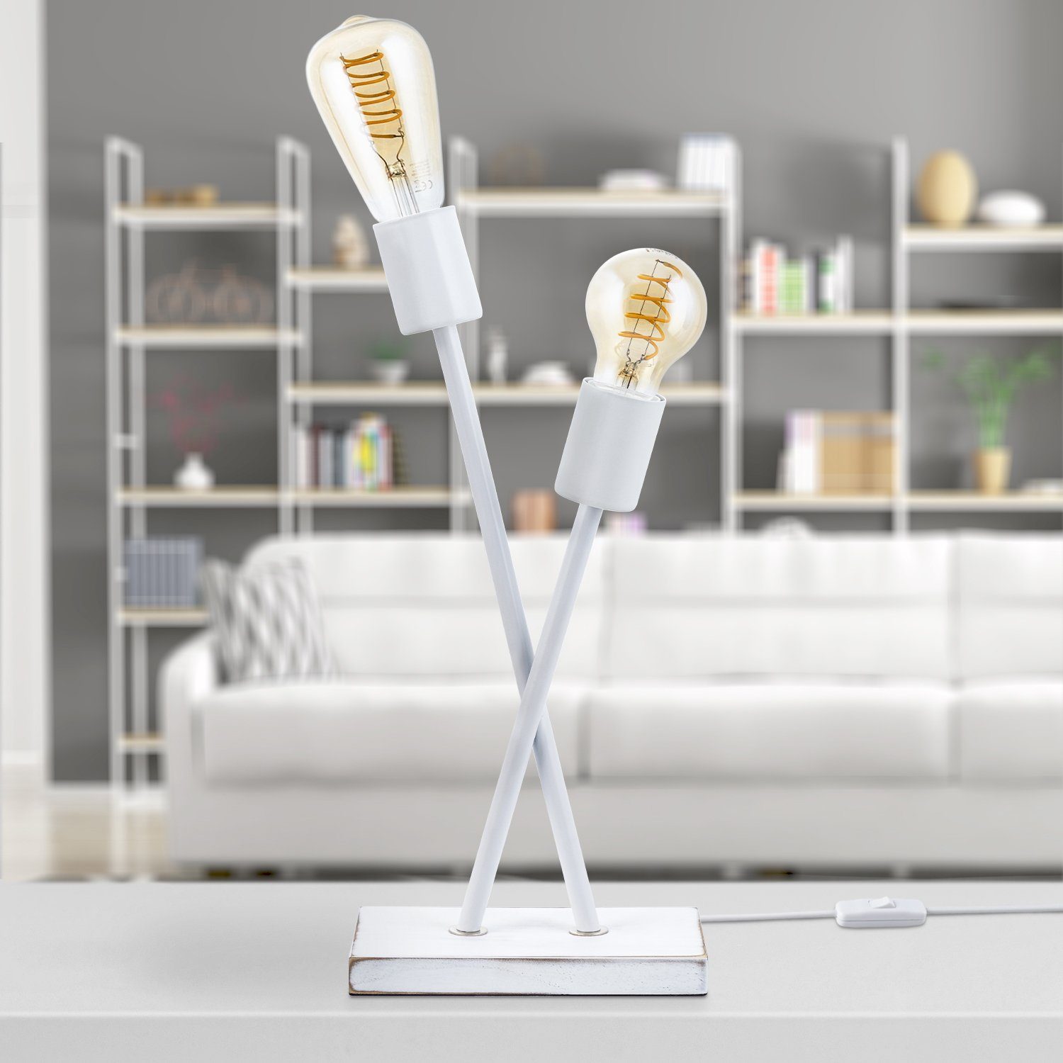 Paco Home Tafellamp IKS Vloerlamp LED lamp woonkamer vintage retro industrieel ontwerp E27