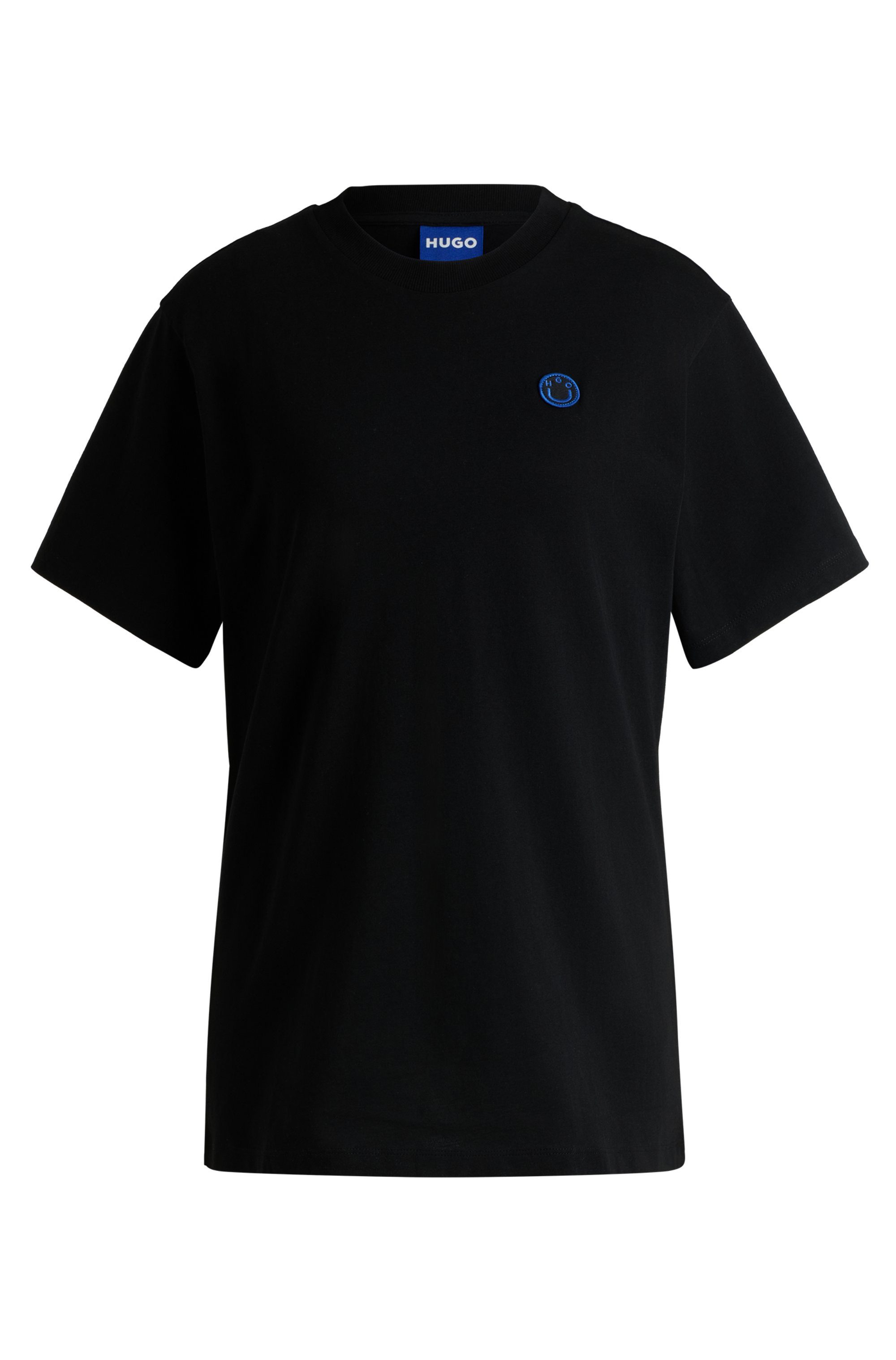 HUGO Blue T-shirt Vintage Tee met logo-badge