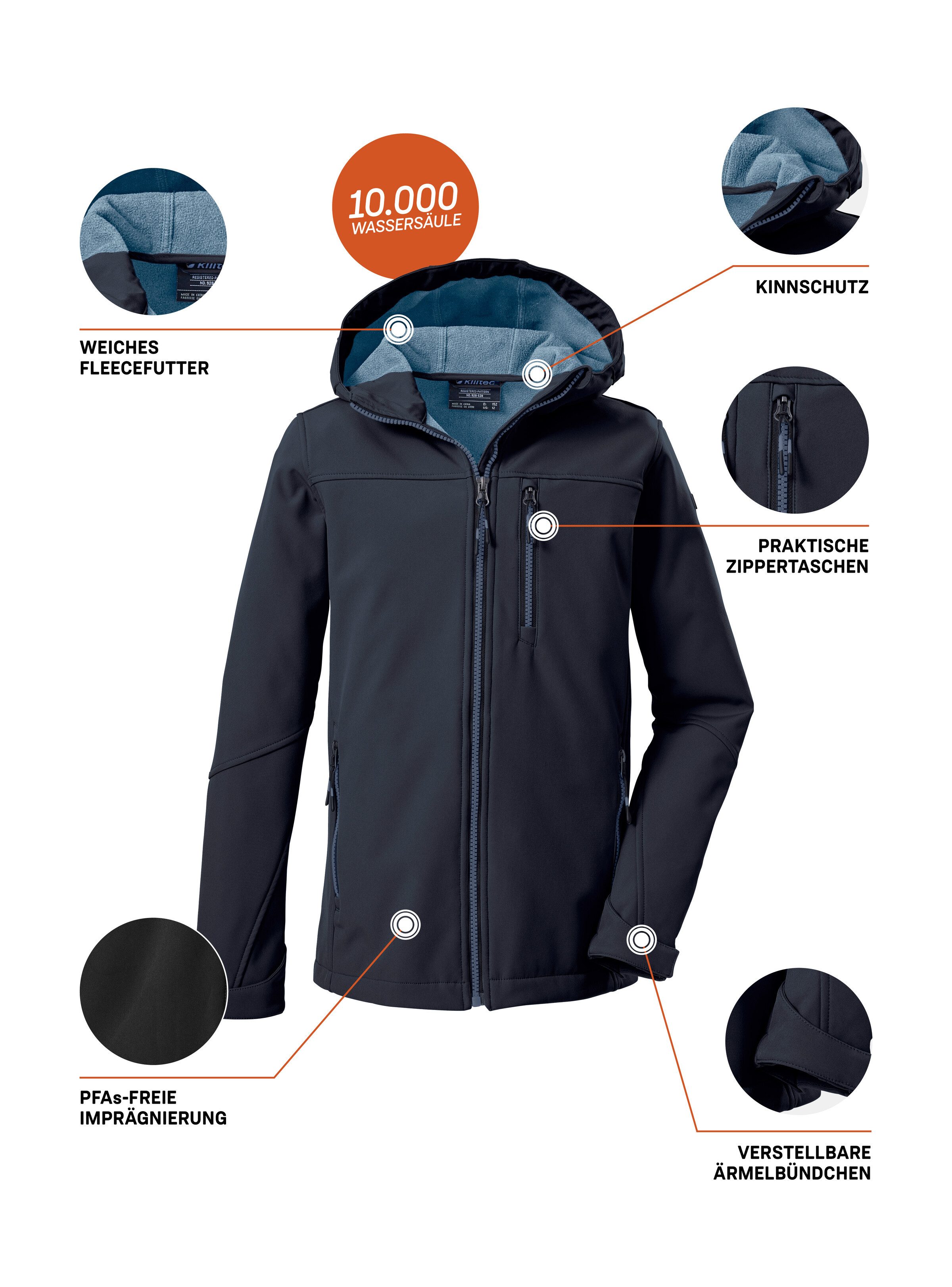 Killtec Softshell-jack Jongens Softshell-jack Waterafstotende softshelljack met fleece en verstelbare details