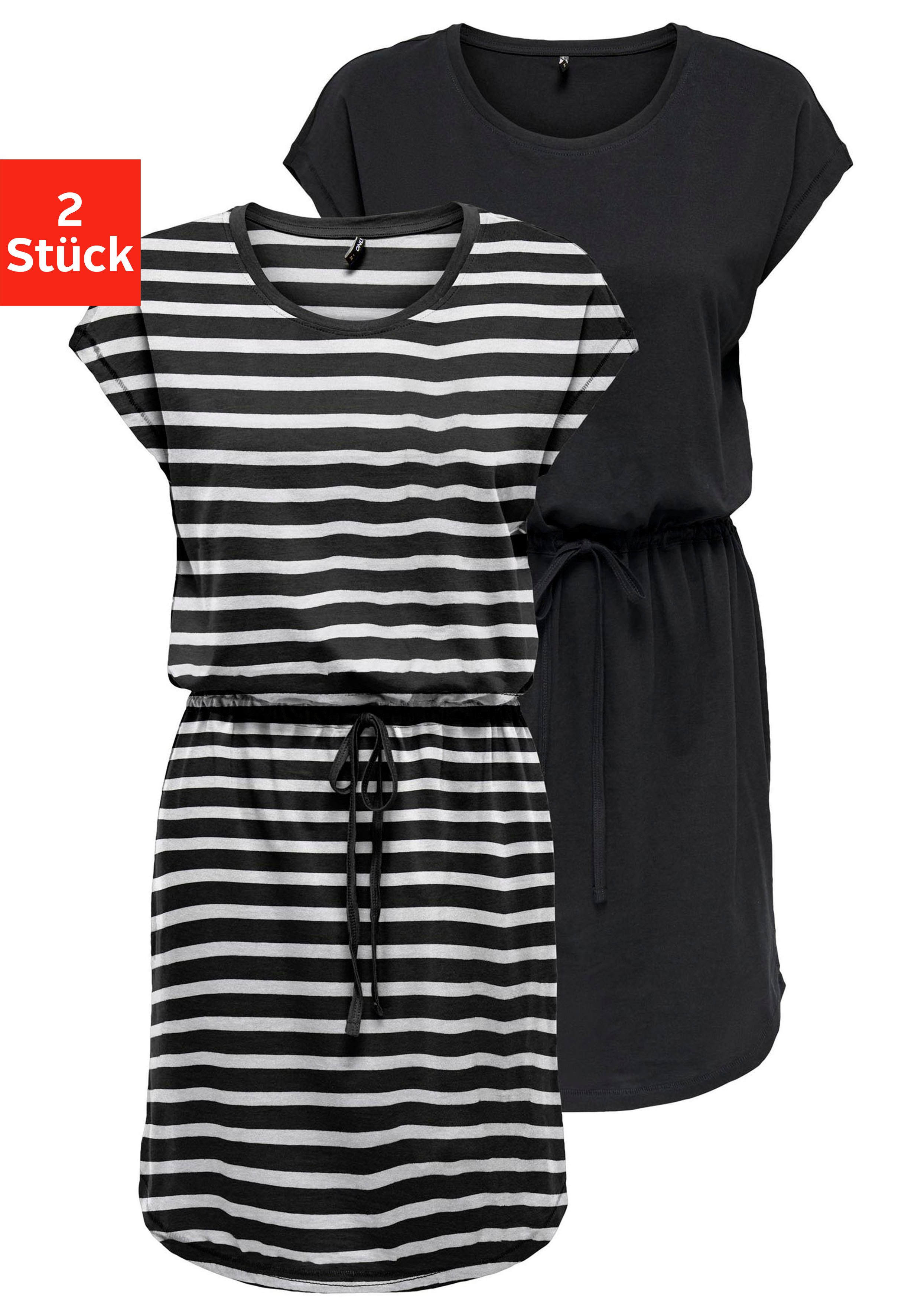 Only Shirtjurk ONLMAY LIFE S/S DRESS 2 PACK CS JRS flexibel taillierbaar voor een individuele pasvorm (Set van 2)