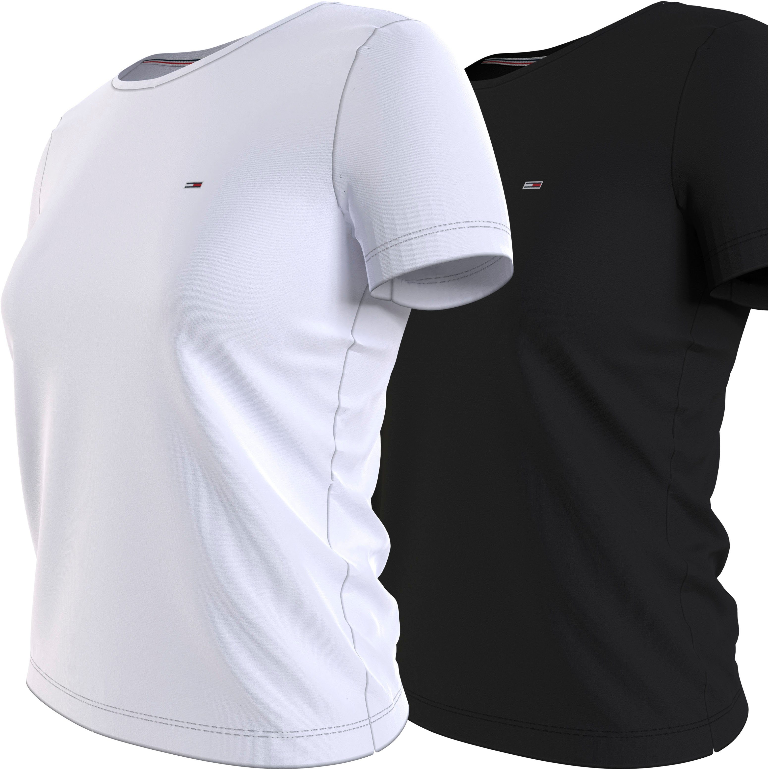 TOMMY JEANS Shirt met ronde hals TJW 2PACK SOFT JERSEY TEE met tommy jeans merklabel-borduursel (2-delig, Set van 2)
