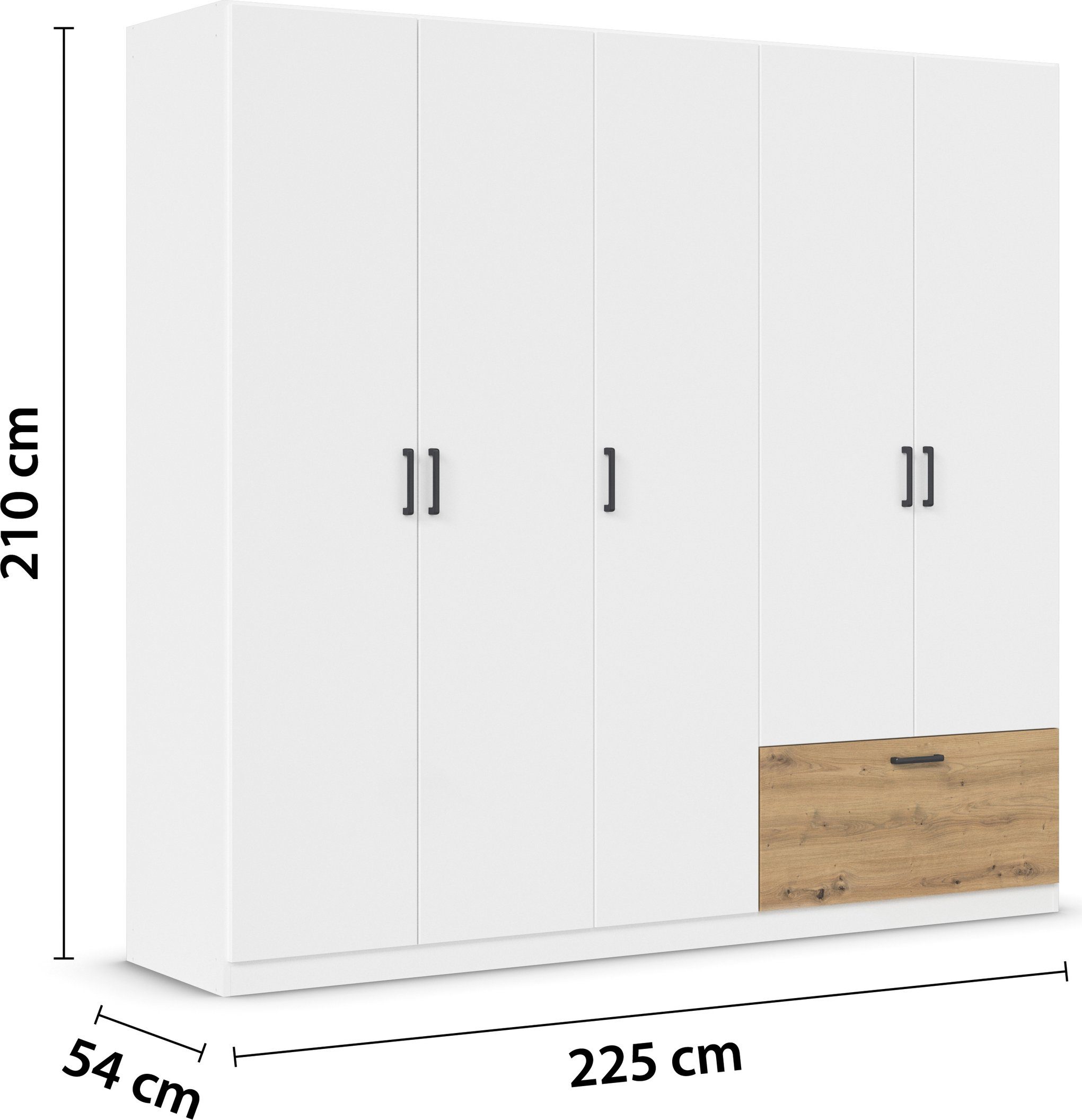 rauch Draaideurkast Kledingkast kast garderobe waskast BARI met lades aan de buitenkant, moderne greep in grijs metallic made in germany