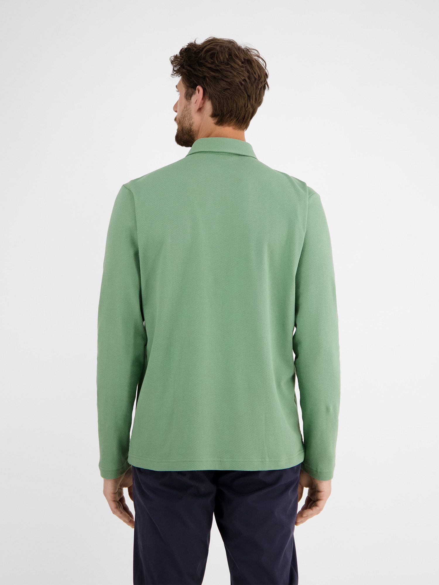 Lerros Shirt met lange mouwen LERROS heren langarmpolo in wafel-piqué