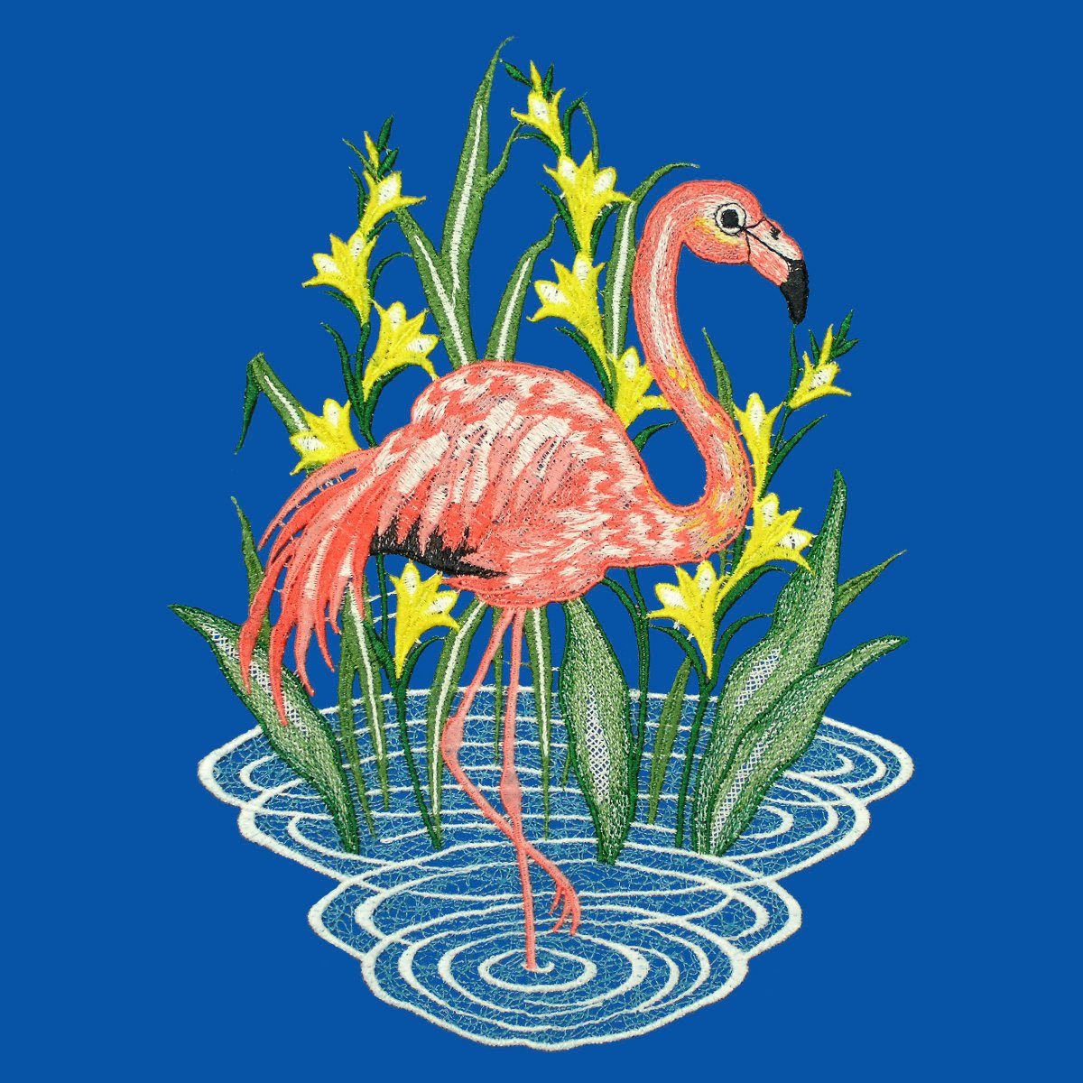 W. Reuter & Sohn - Plauener Spitze® Raamdecoratie "flamingo" in kleur