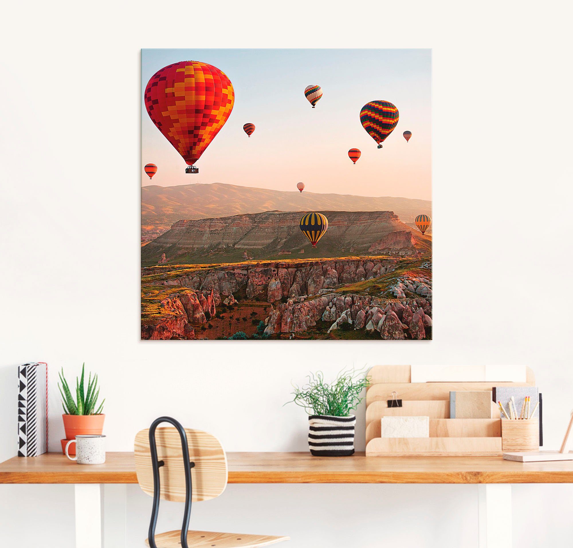 Artland Print op glas Ballonvaart in Cappadocië