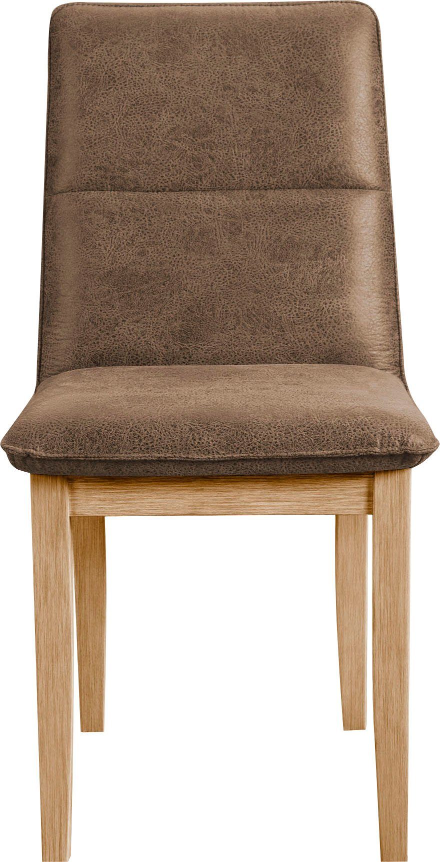 Home affaire Eetkamerstoel Beluna gestoffeerde stoel eetkamer bestseller Frame en poten van massief eiken, modern landhuis (set, 2 stuks)