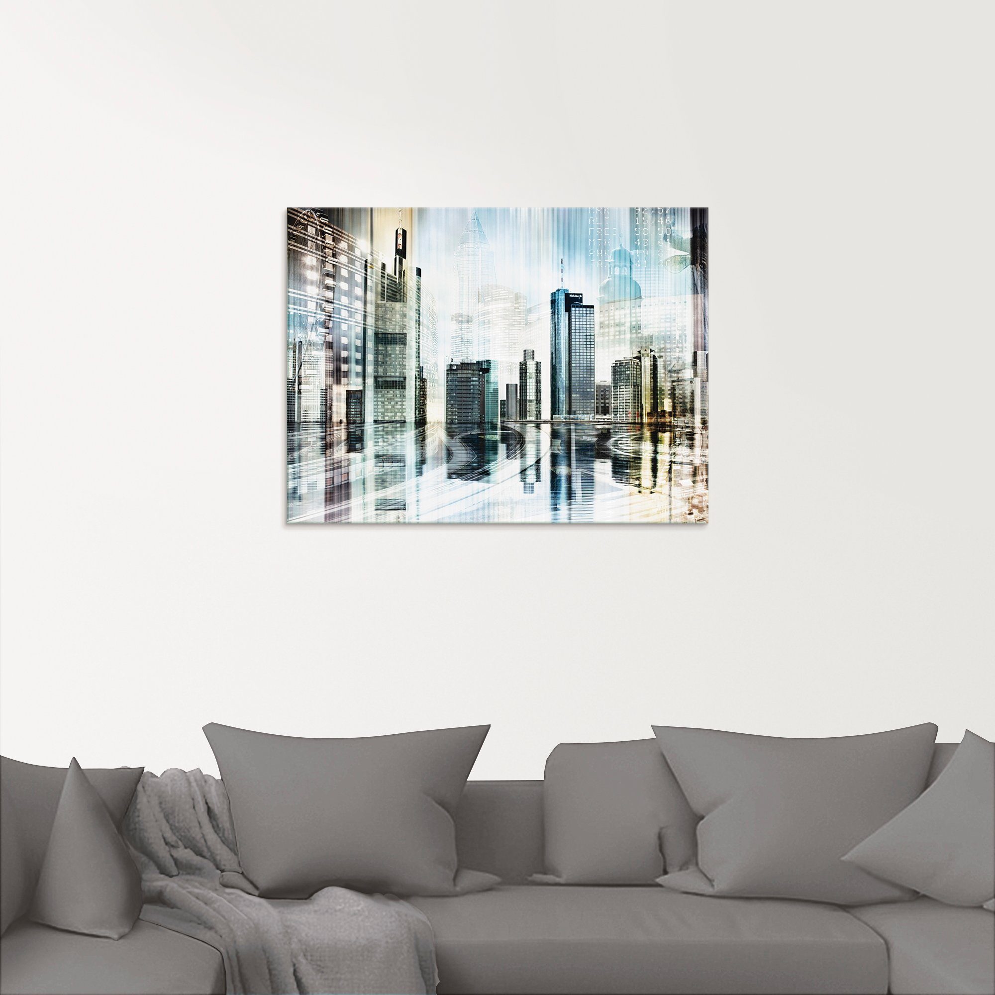 Artland Print op glas Frankfurt skyline abstracte collage
