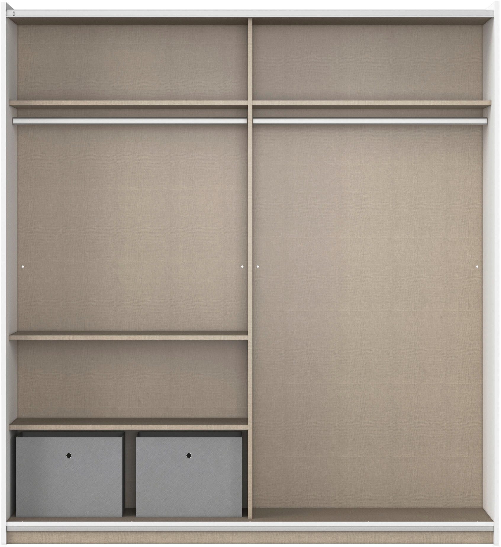 rauch Zweefdeurkast Kledingkast kast garderobe REFLECT inclusief praktische binneninrichting met 2 stoffen dozen made in germany