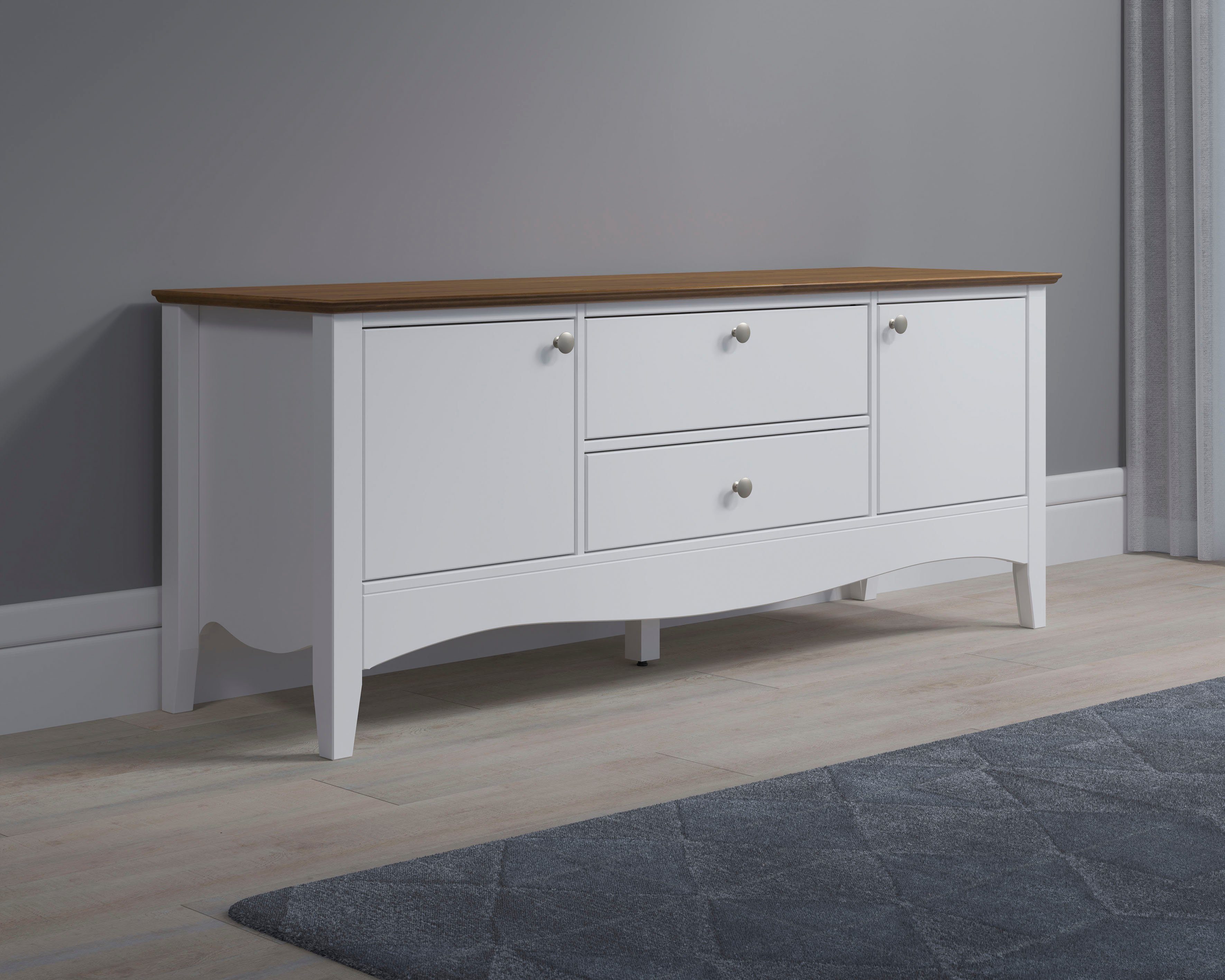 INTER-FURN Tv-meubel Lissabon Gedeeltelijk massief grenen, metalen grepen, BxHxD: 140x58x42 cm