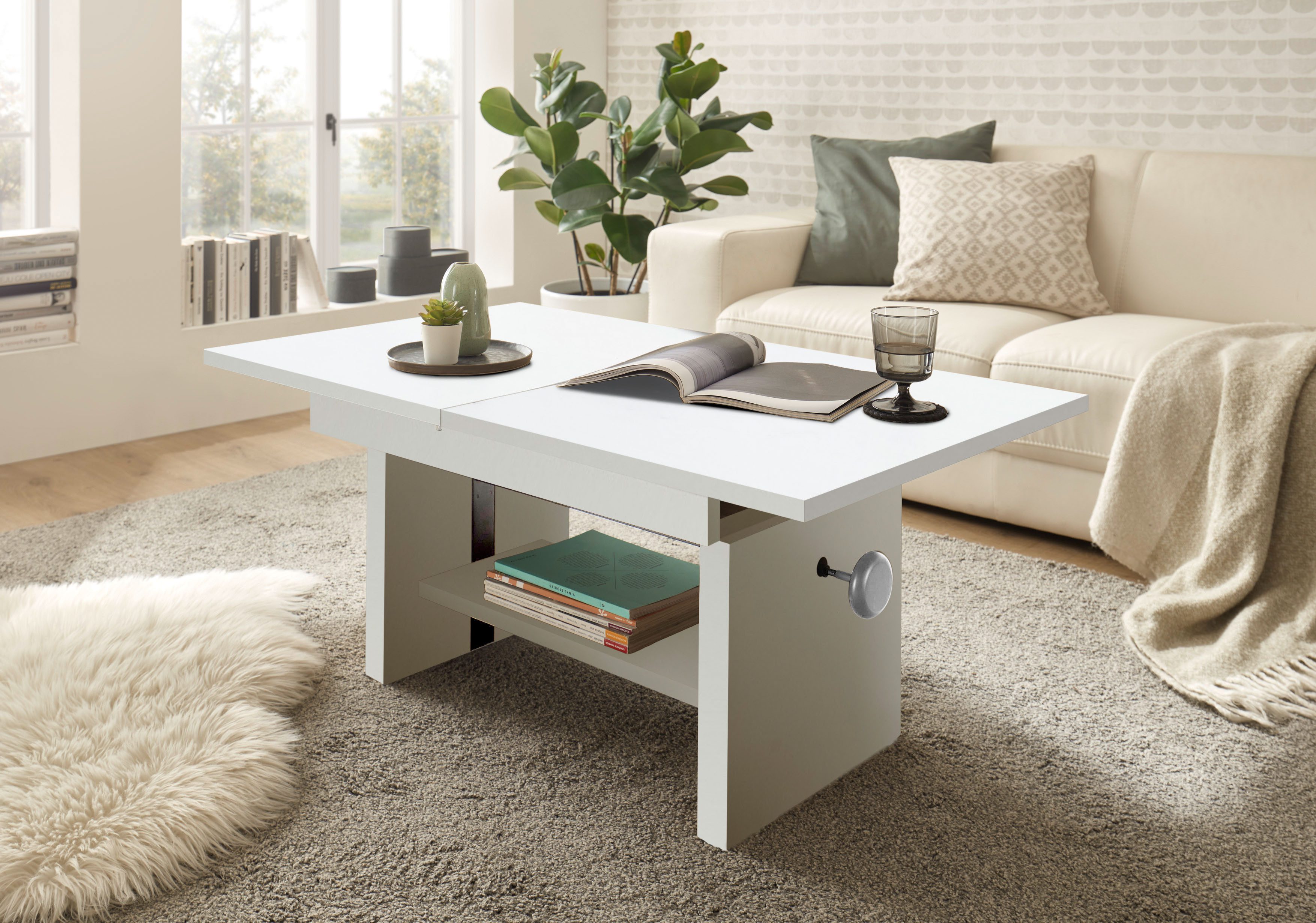 Stolkom Salontafel Event hoogte verstelbaar, uitschuifbaar, BxHxD 110-150x48-63x65 cm Hoogte verstelbaar met liftmechaniek en uittrekbaar in 3 kleurvarianten