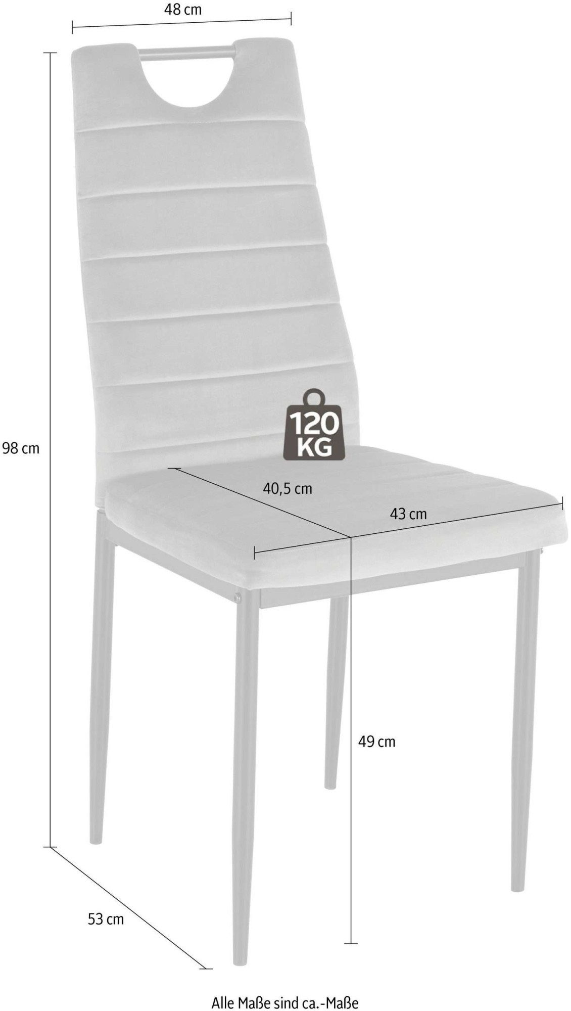 INOSIGN Eethoek Silvi-Mandy Glazen tafel 110x110 cm met 4 stoelen (velours stof), frame van metaal (set, 5-delig)