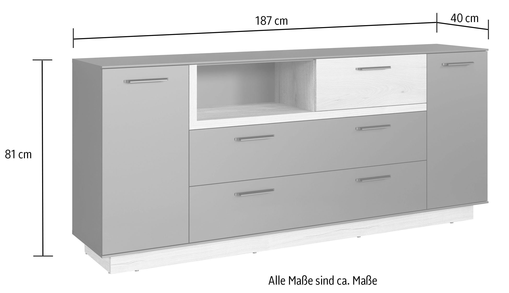 INOSIGN Dressoir Premont Commode, breedte 187 cm, met veel opbergruimte (1 stuk)