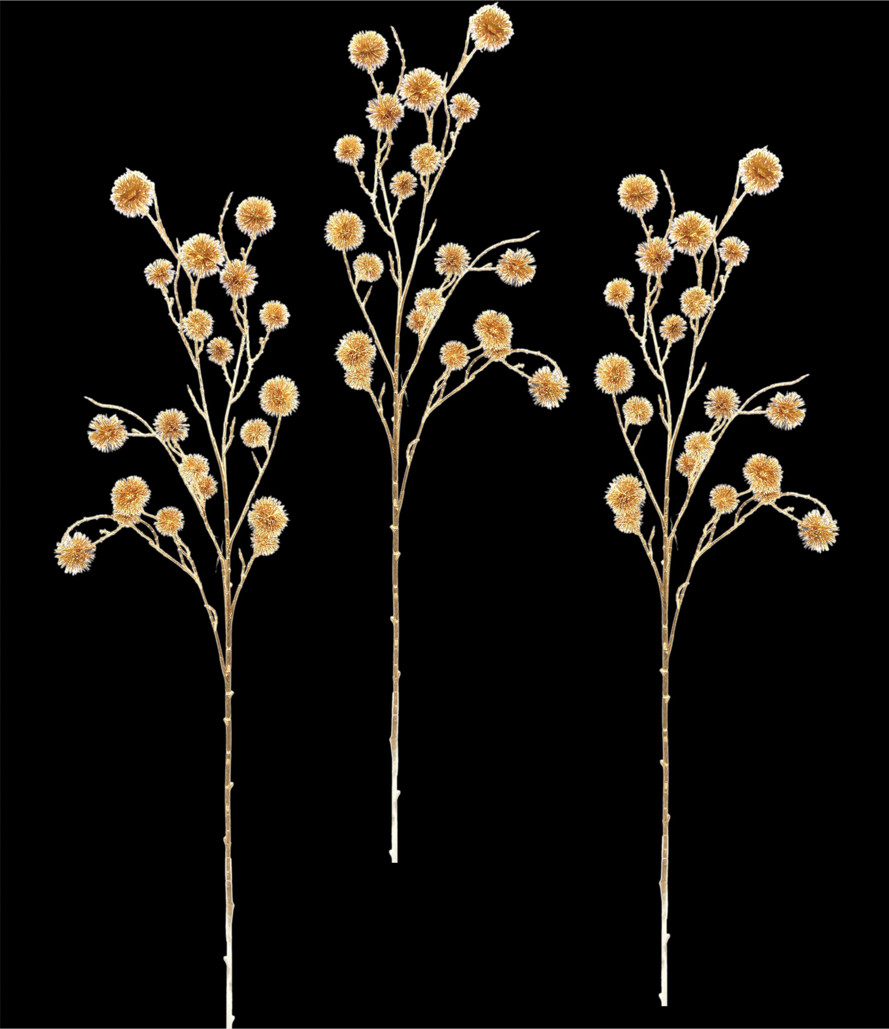 I.GE.A. Kunstbloem Distel Kunstmatige mini disteltak, goudkleurige metallic, 3-delige set (3 stuks)