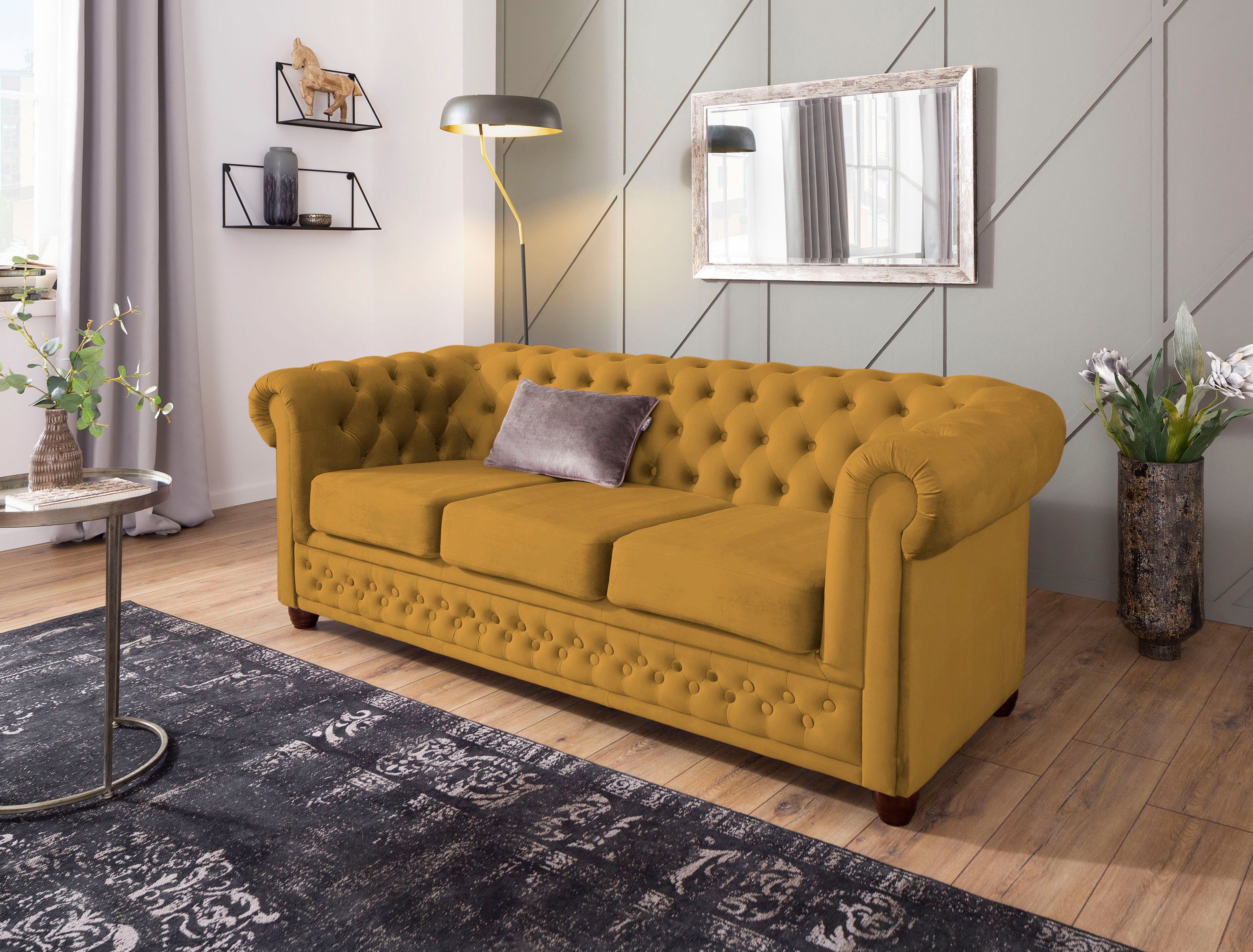 Home affaire Chesterfield-bank New Castle met hoogwaardige capitonnage in chesterfield-design, bxdxh: 203x86x72
