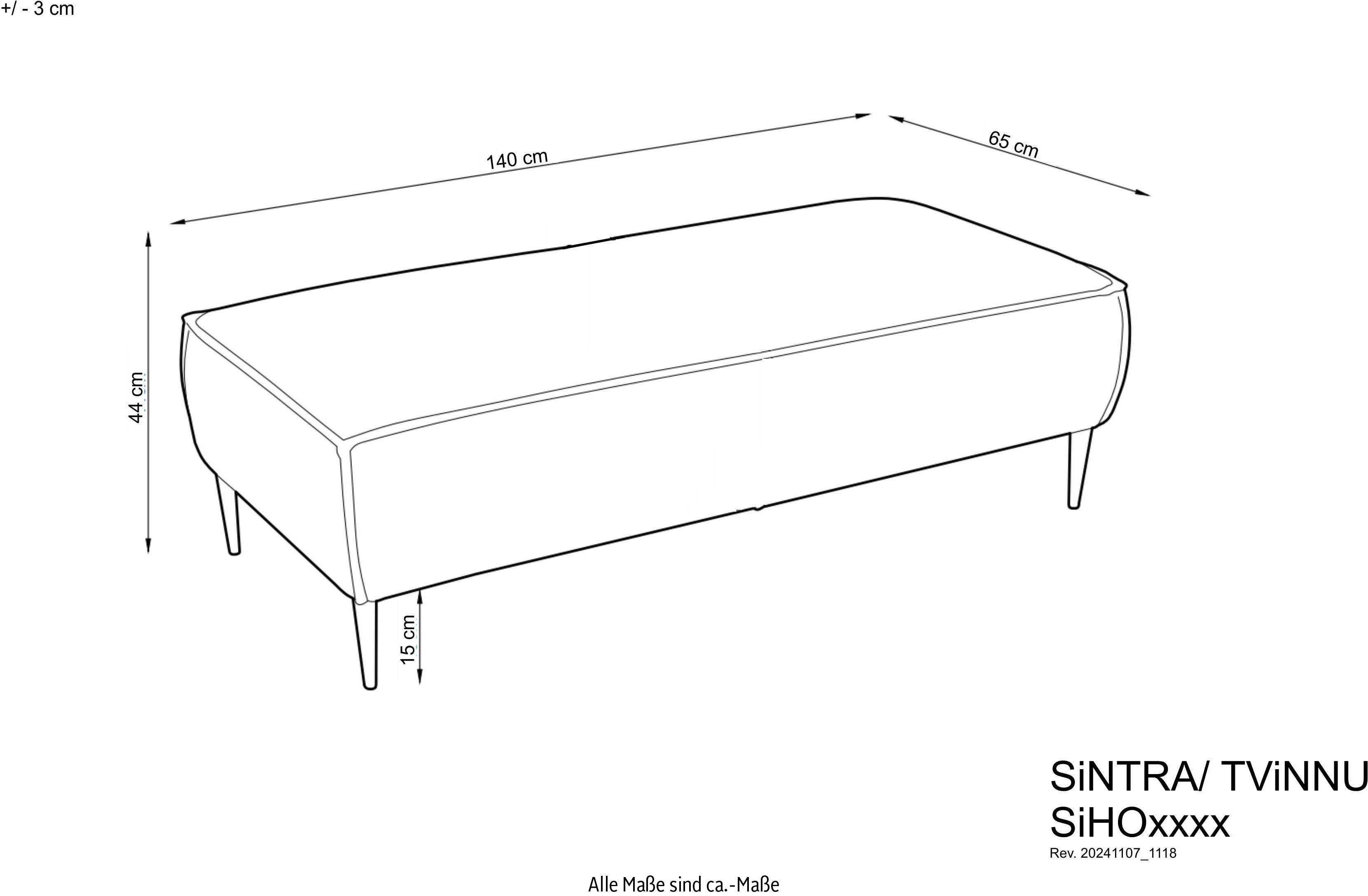 andas Zithoek TVINNU, Polsterecke L-Form, Schlaffunktion, met Hocker (set, 2-delig)