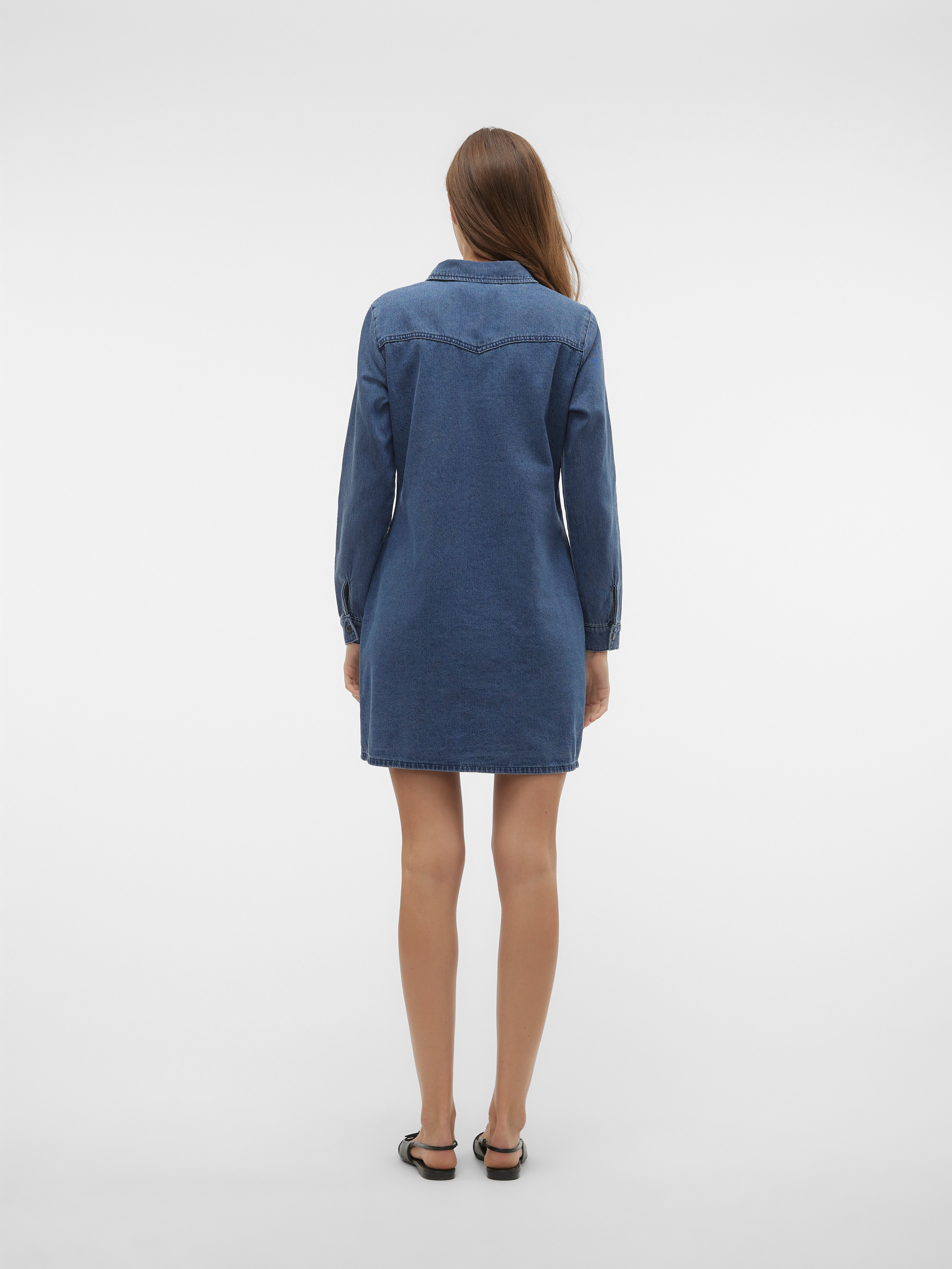 Vero Moda Jeans jurk VMJENNIE LS SHORT DENIM DRESS GA NOOS