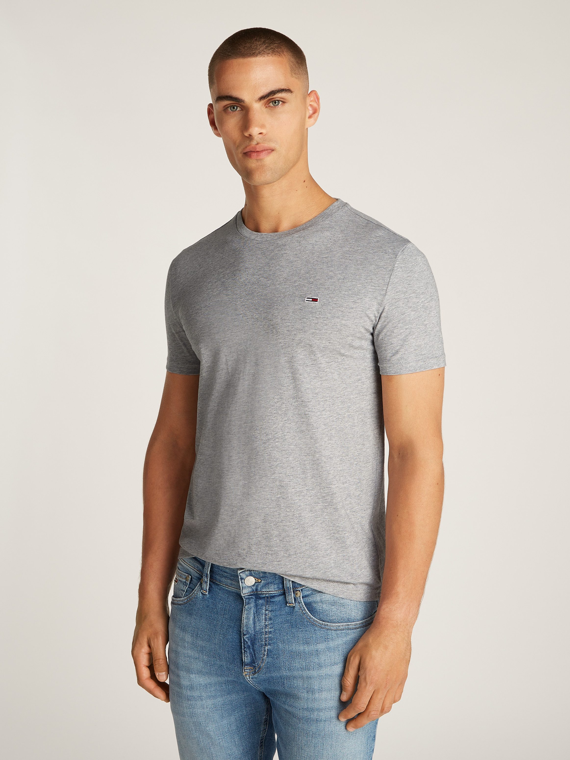 TOMMY JEANS T-shirt TJM XSLIM JASPE HTR TEE EXT heren t-shirts maat XXXL grijs