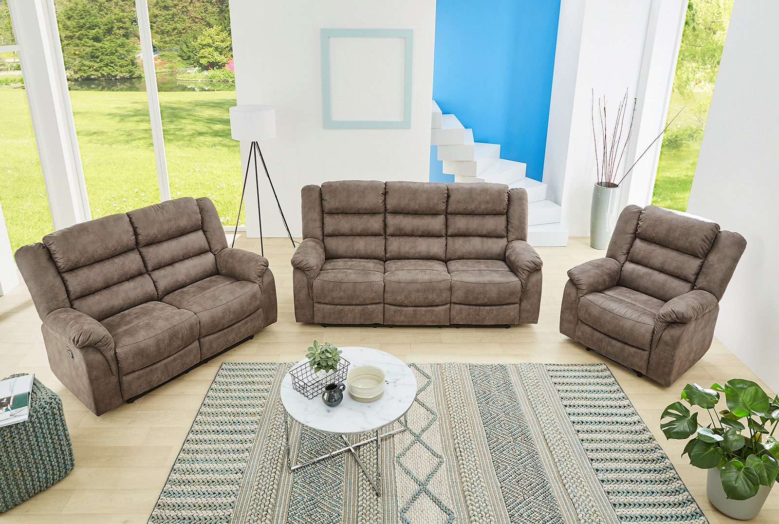 Jockenhöfer Gruppe Fauteuil Cleveland met ligfunctie door halfautomatische relaxfunctie, vering