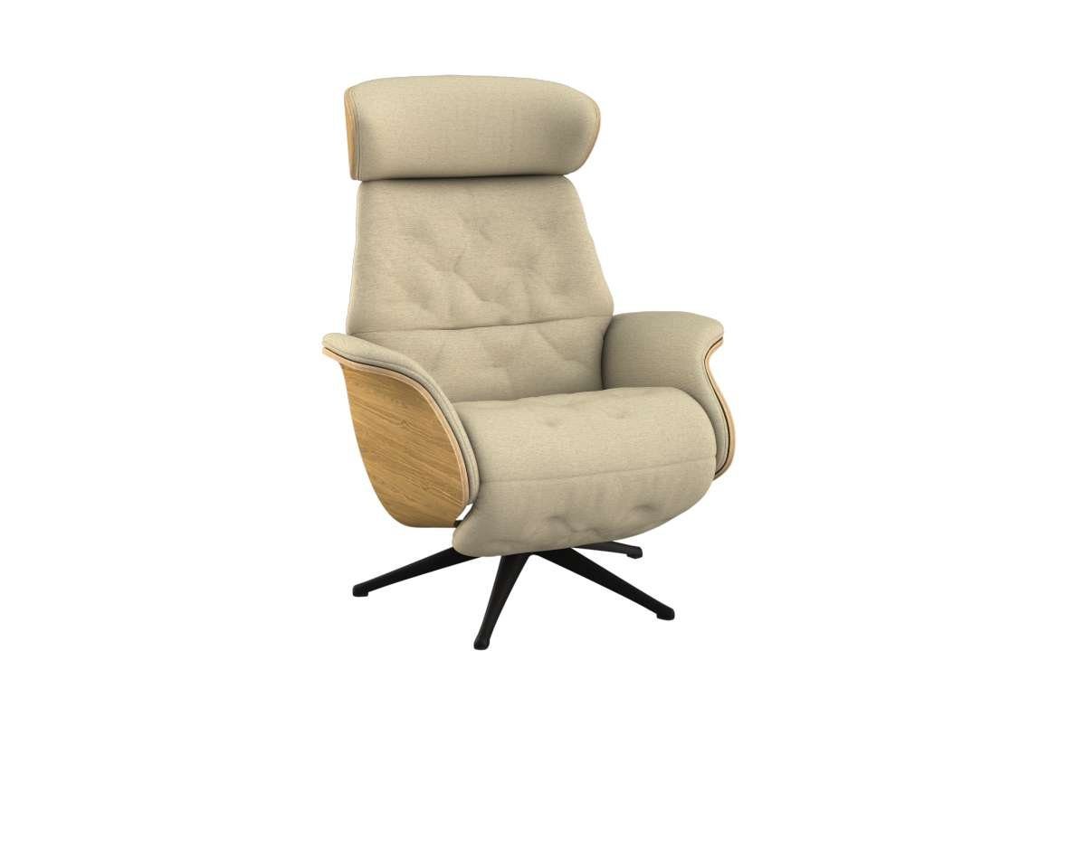 FLEXLUX Relaxfauteuil Volden praktische elektrische fauteuil Maat M, elektrische rug- en voetensteun, accu, armleuning Eiken, zwarte poot