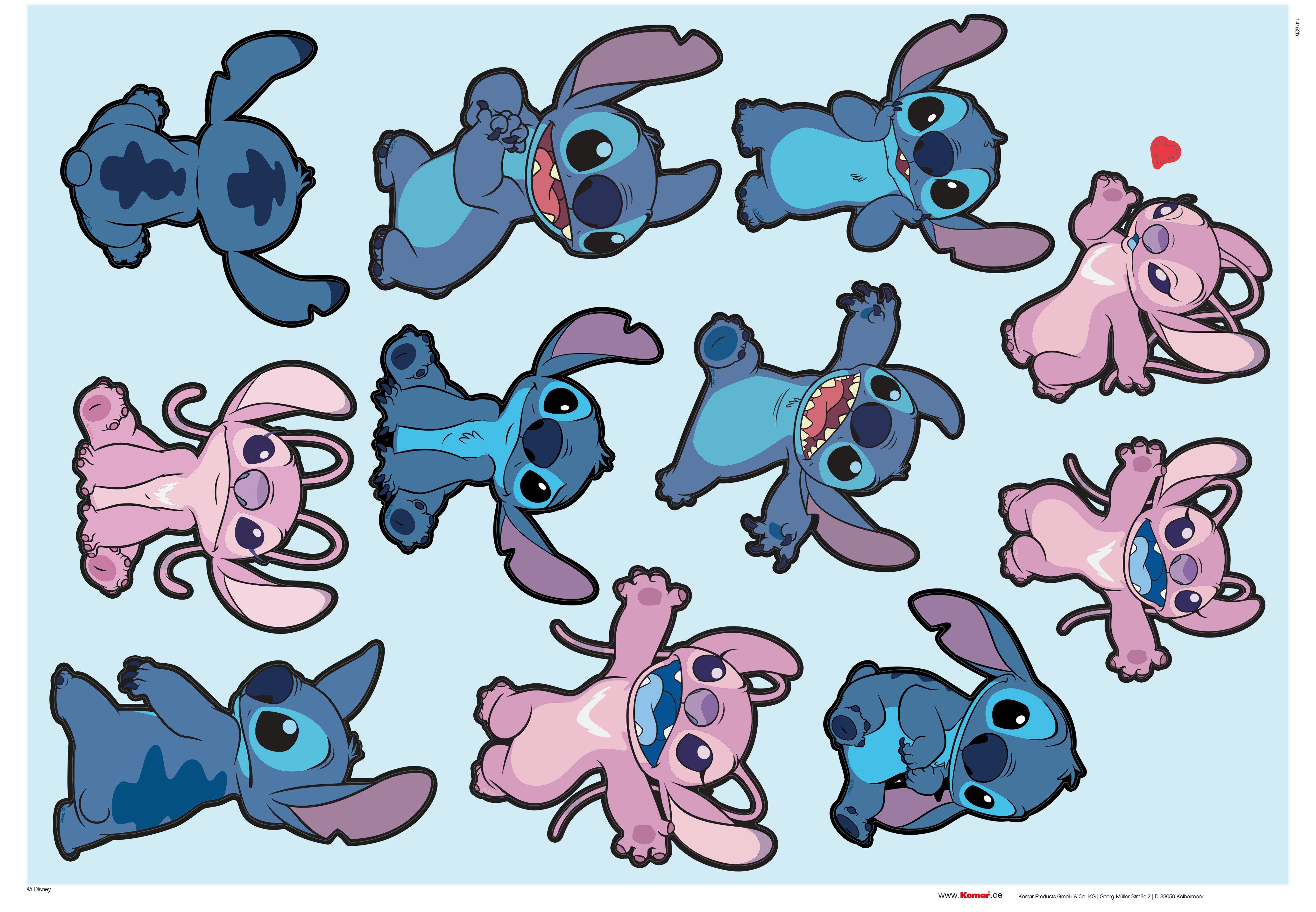 Komar Wandfolie Stitch and Angel Happy - afm. 50 x 70 cm (12-delig)
