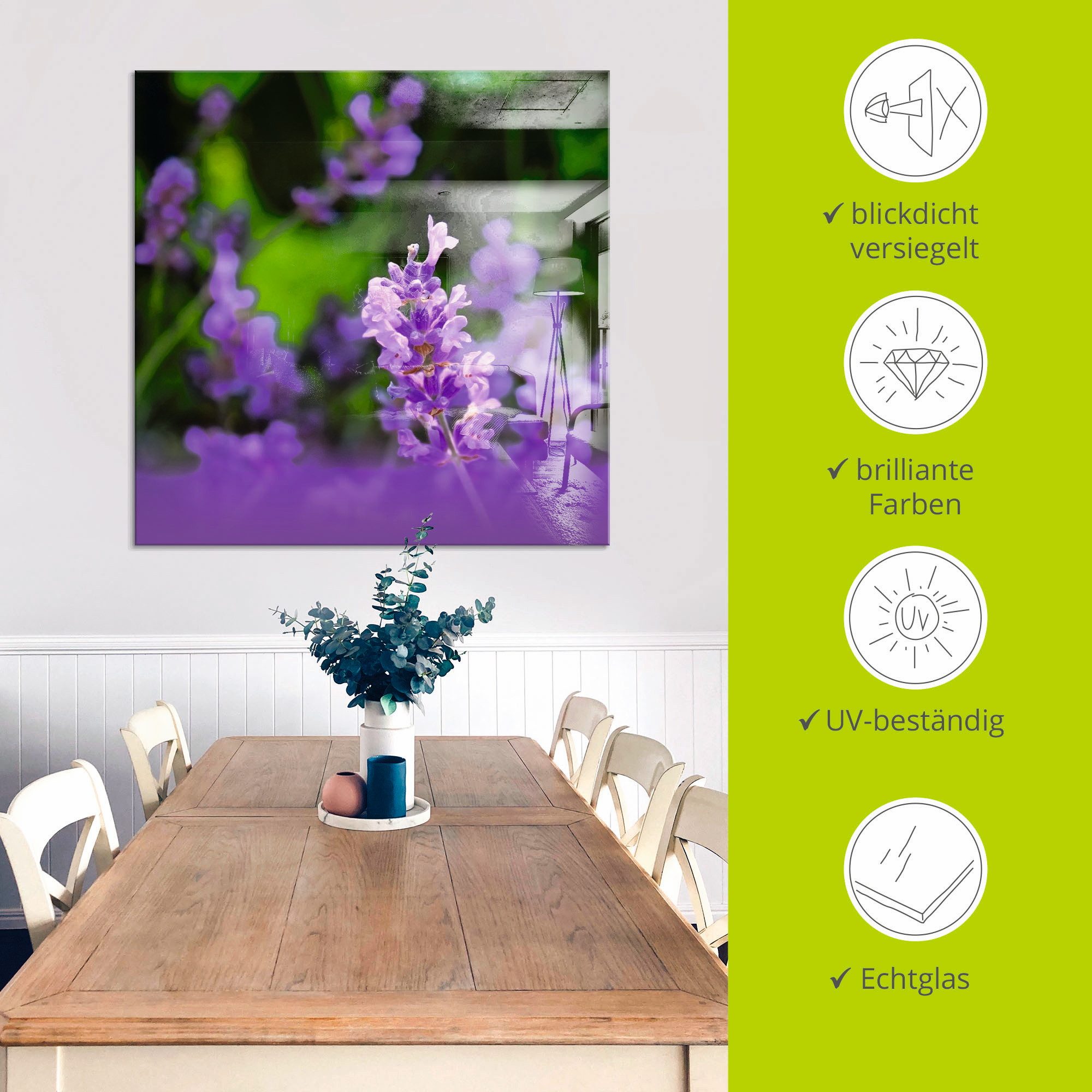 Artland Print op glas Lavendel in verschillende maten