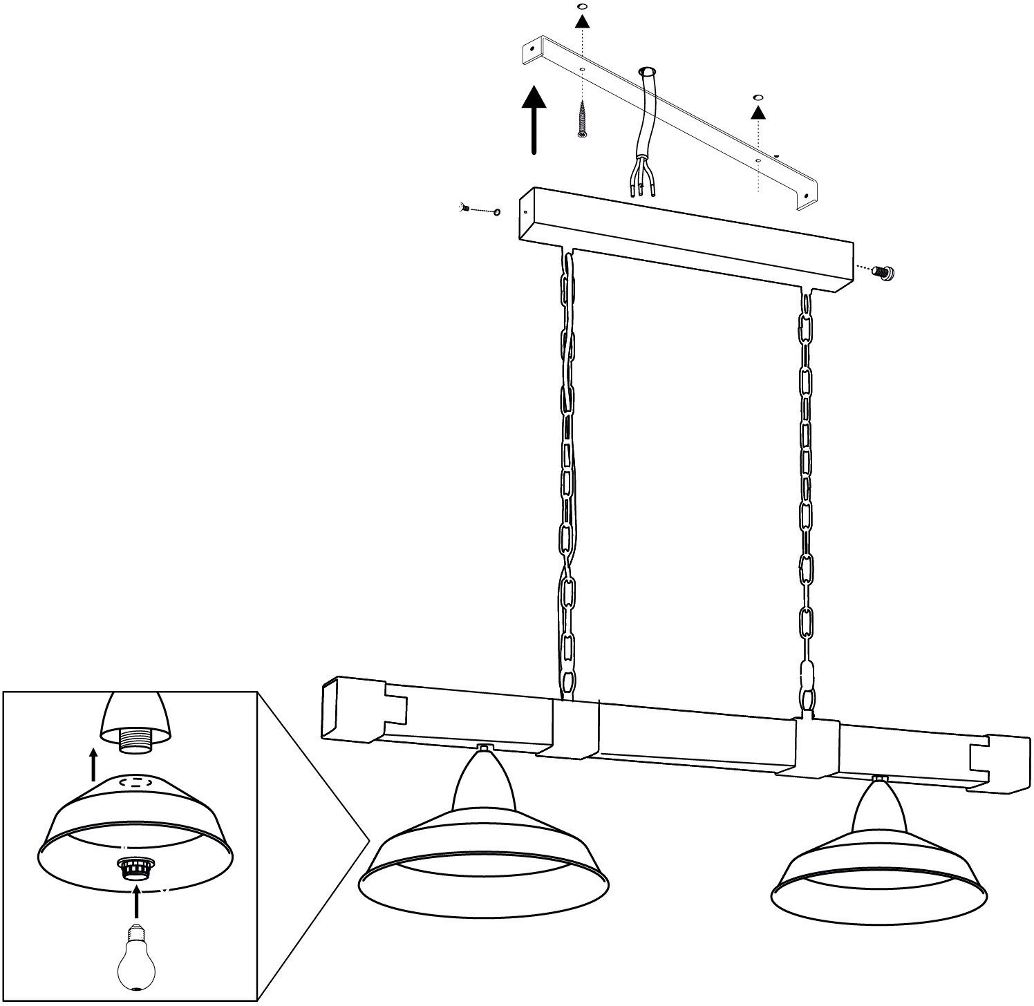 EGLO Hanglamp OLDBURY Vintage Hanglamp, E27, 86 cm, FSC gecertificeerd (1 stuk)