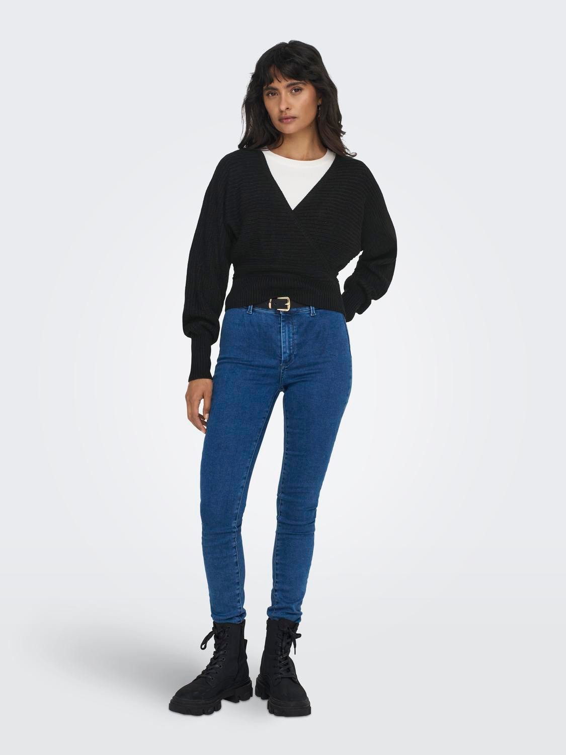 Only Trui met V-hals ONLELINA LS V-NECK PULLOVER EX KNT